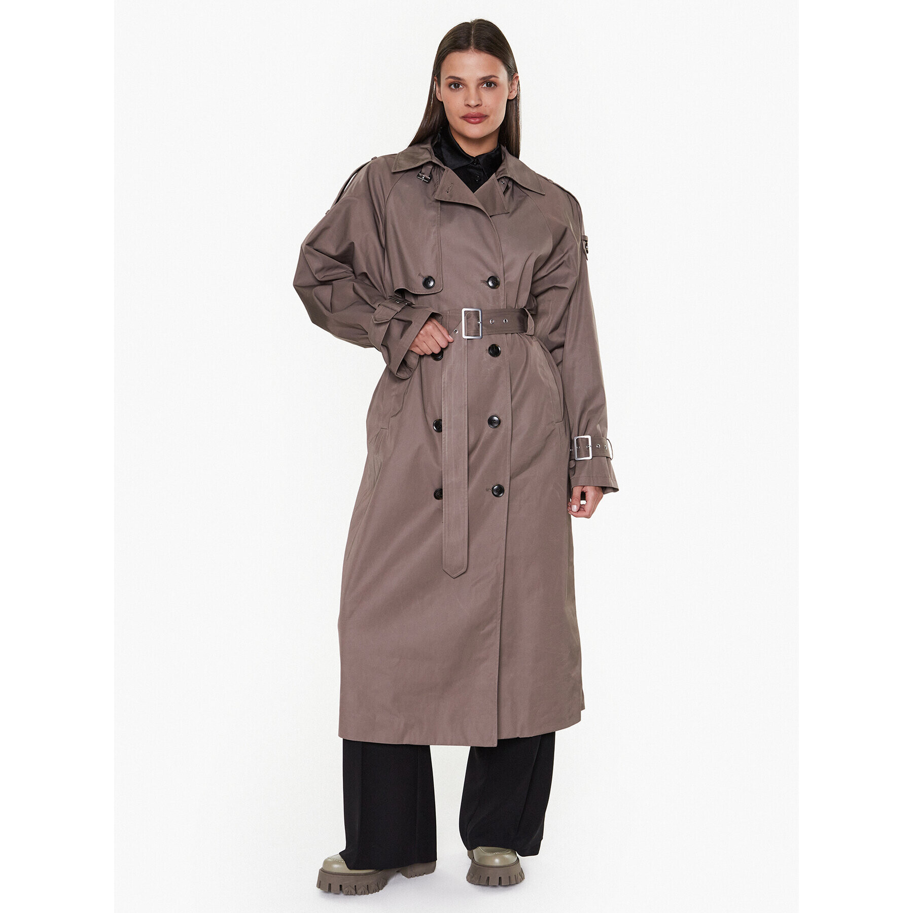 Gestuz Тренч Sarga 10906855 Кафяв Loose Fit - Pepit.bg