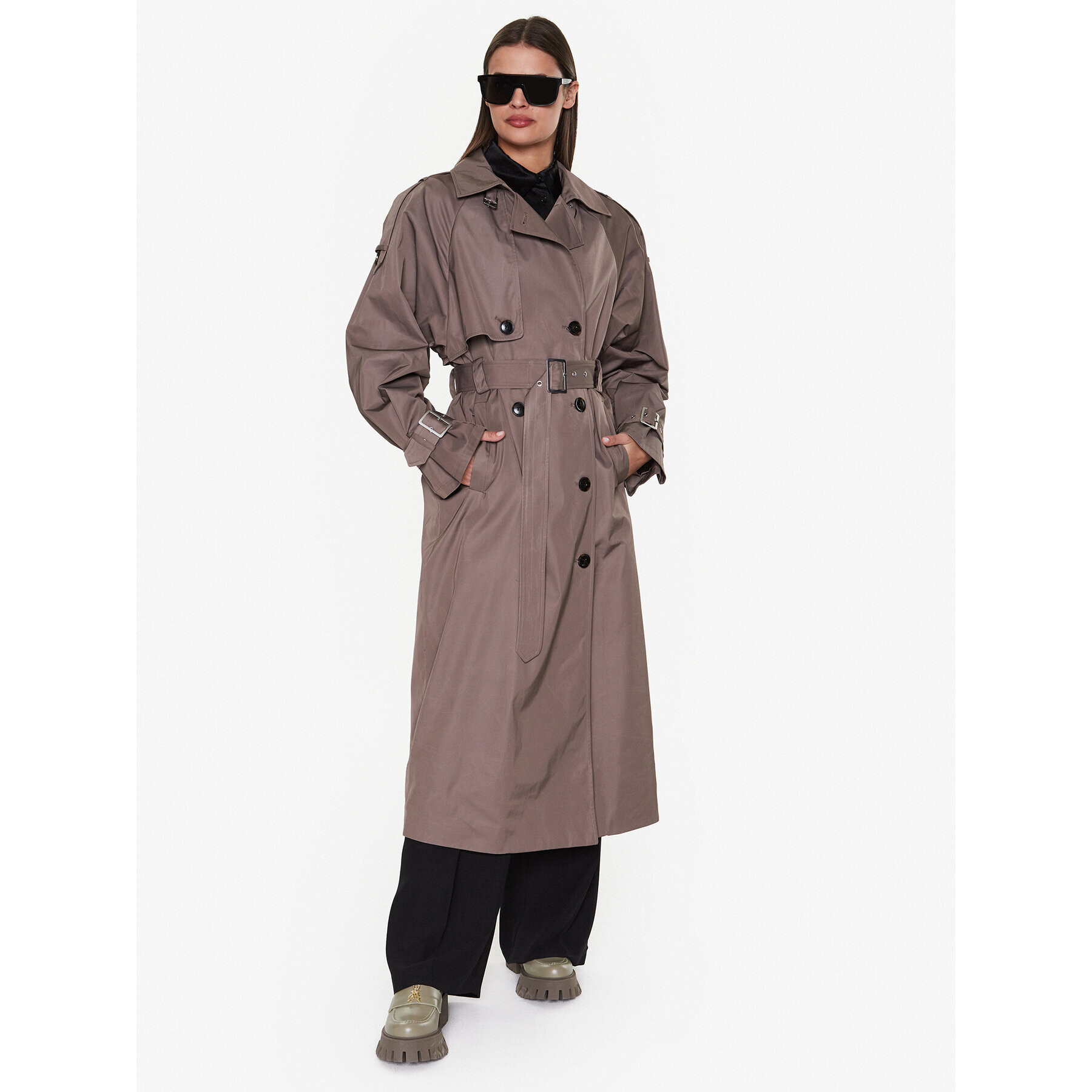Gestuz Тренч Sarga 10906855 Кафяв Loose Fit - Pepit.bg