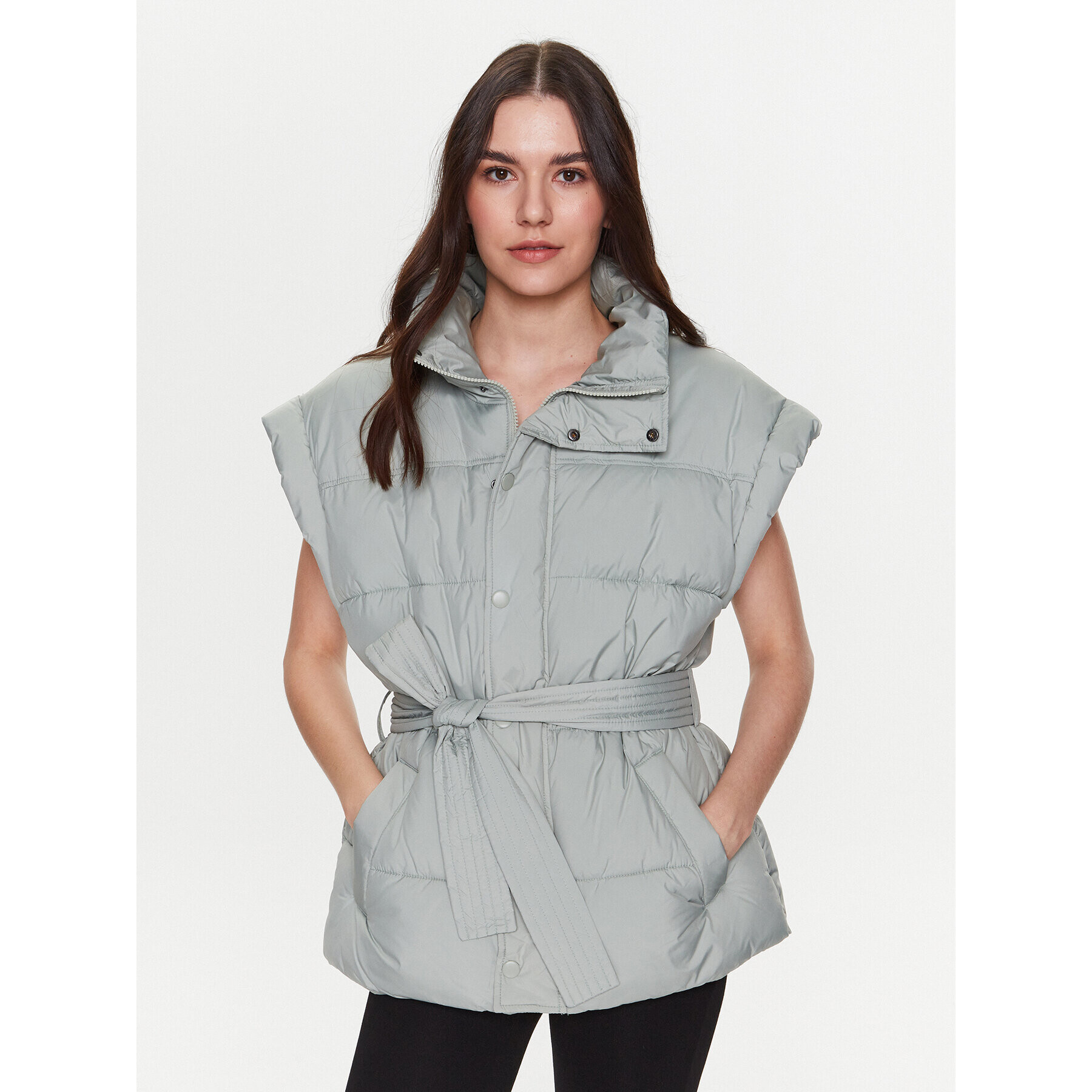 Gina Tricot Елек Leandra 17905 Зелен Relaxed Fit - Pepit.bg