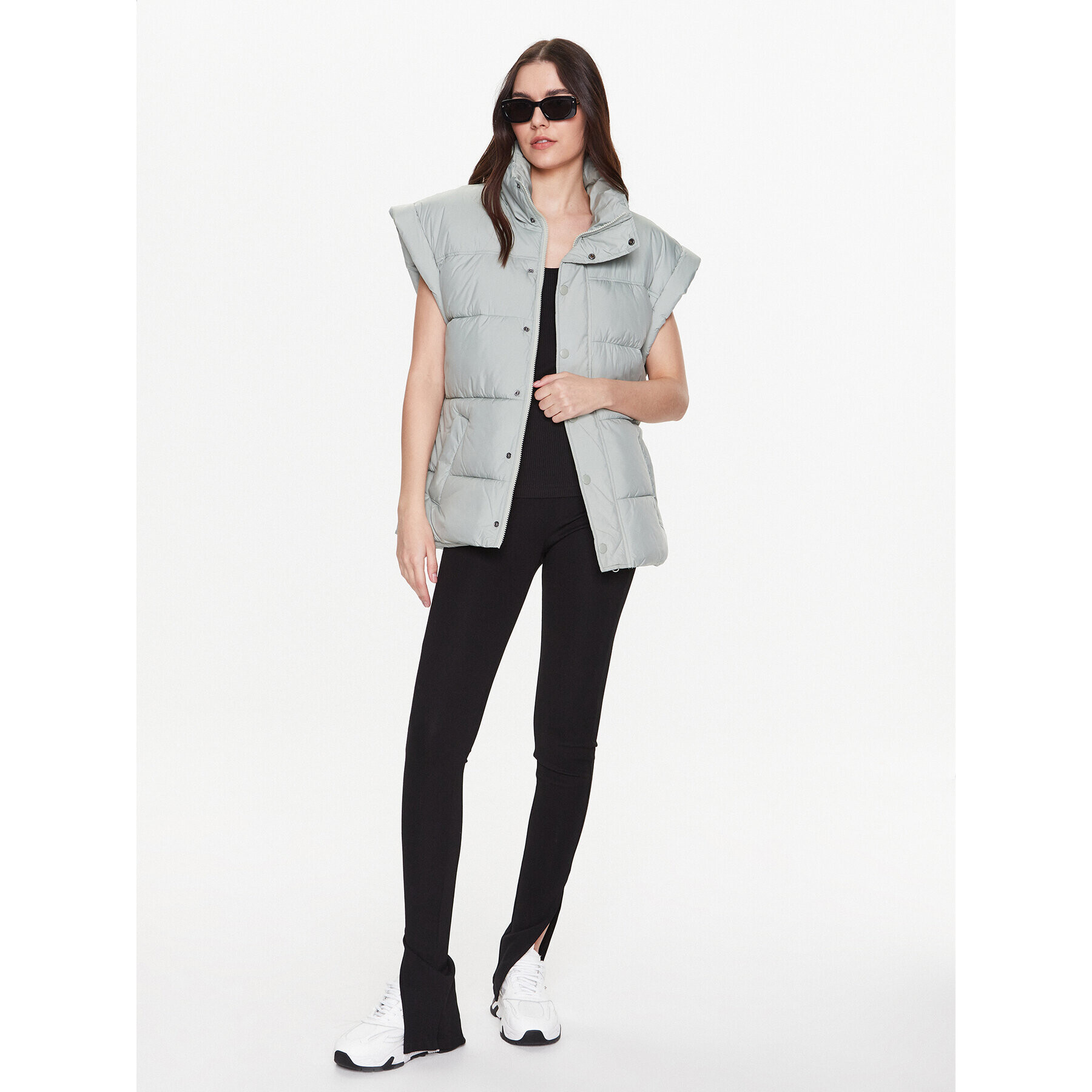 Gina Tricot Елек Leandra 17905 Зелен Relaxed Fit - Pepit.bg