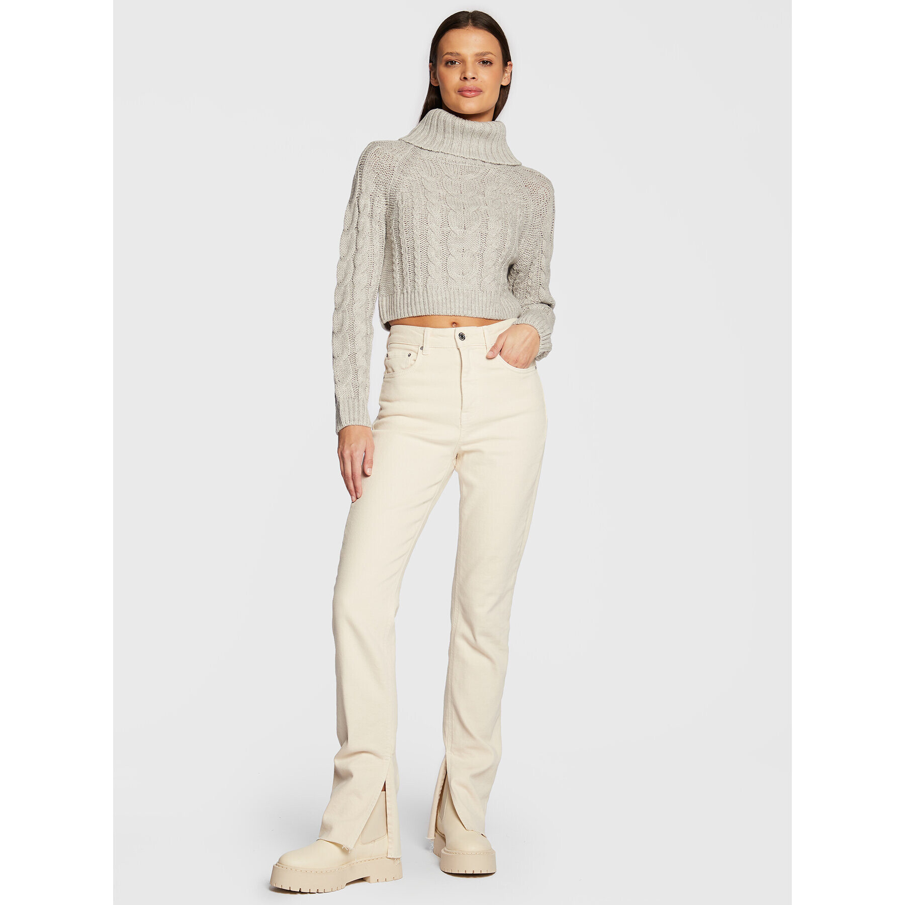 Gina Tricot Поло Mika 17827 Сив Regular Fit - Pepit.bg