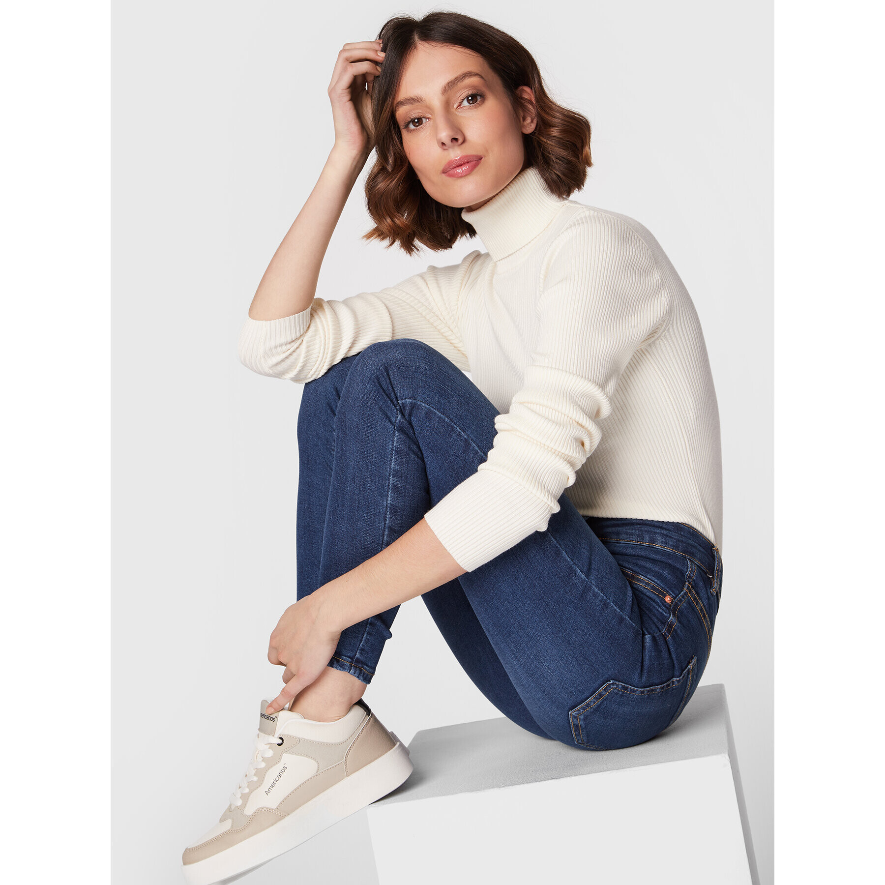 Gina Tricot Поло Sigrid 13146 Бежов Slim Fit - Pepit.bg