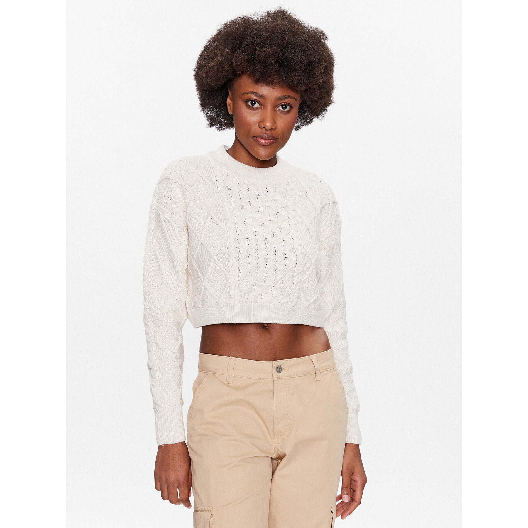 Gina Tricot Пуловер Hailey 18648 Екрю Regular Fit - Pepit.bg