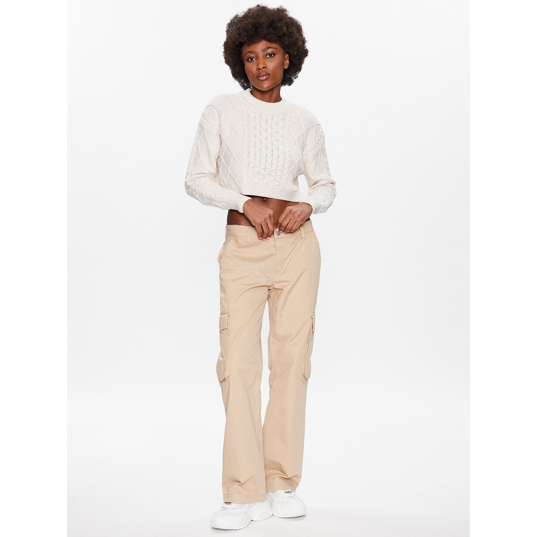 Gina Tricot Пуловер Hailey 18648 Екрю Regular Fit - Pepit.bg
