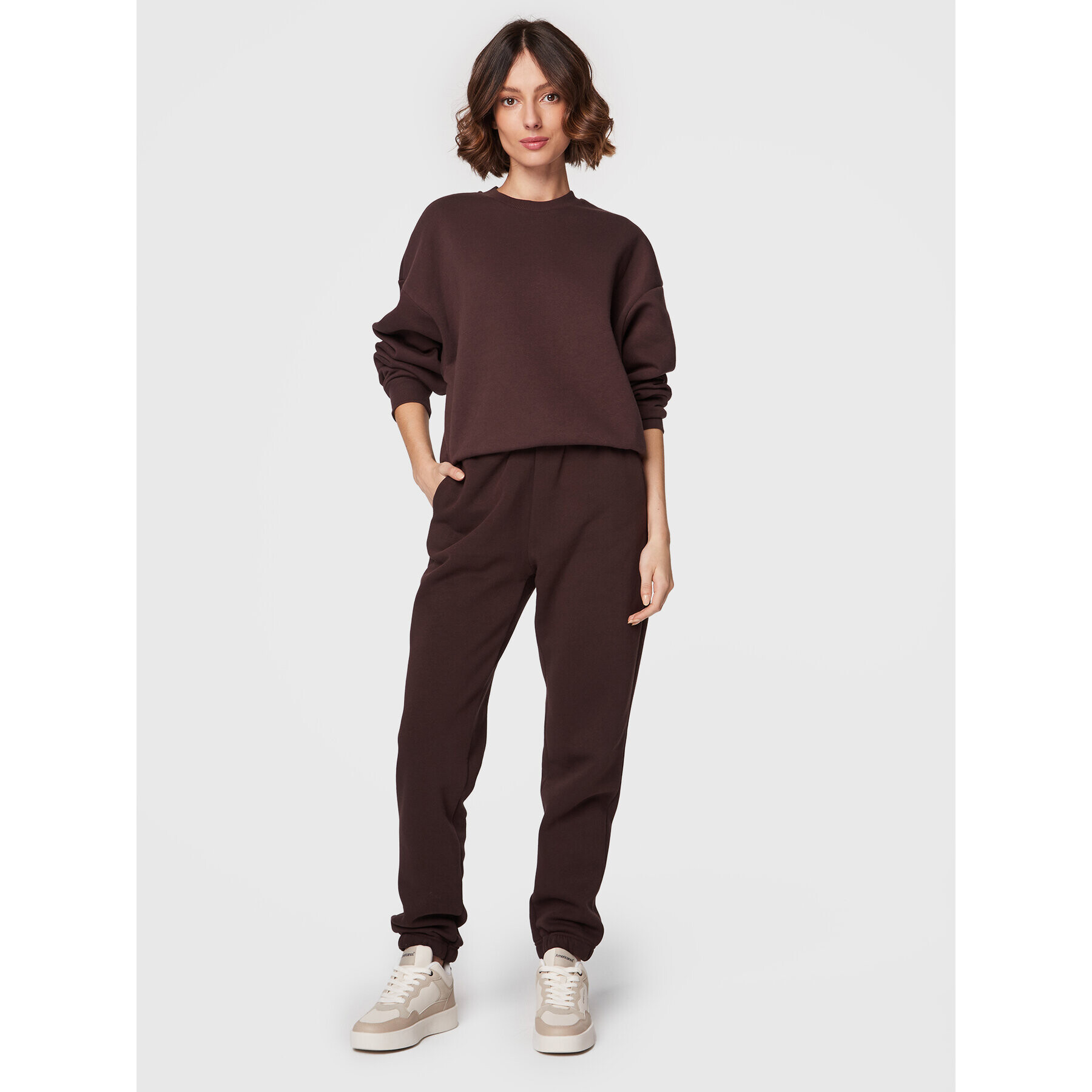 Gina Tricot Суитшърт Basic 10943 Кафяв Relaxed Fit - Pepit.bg