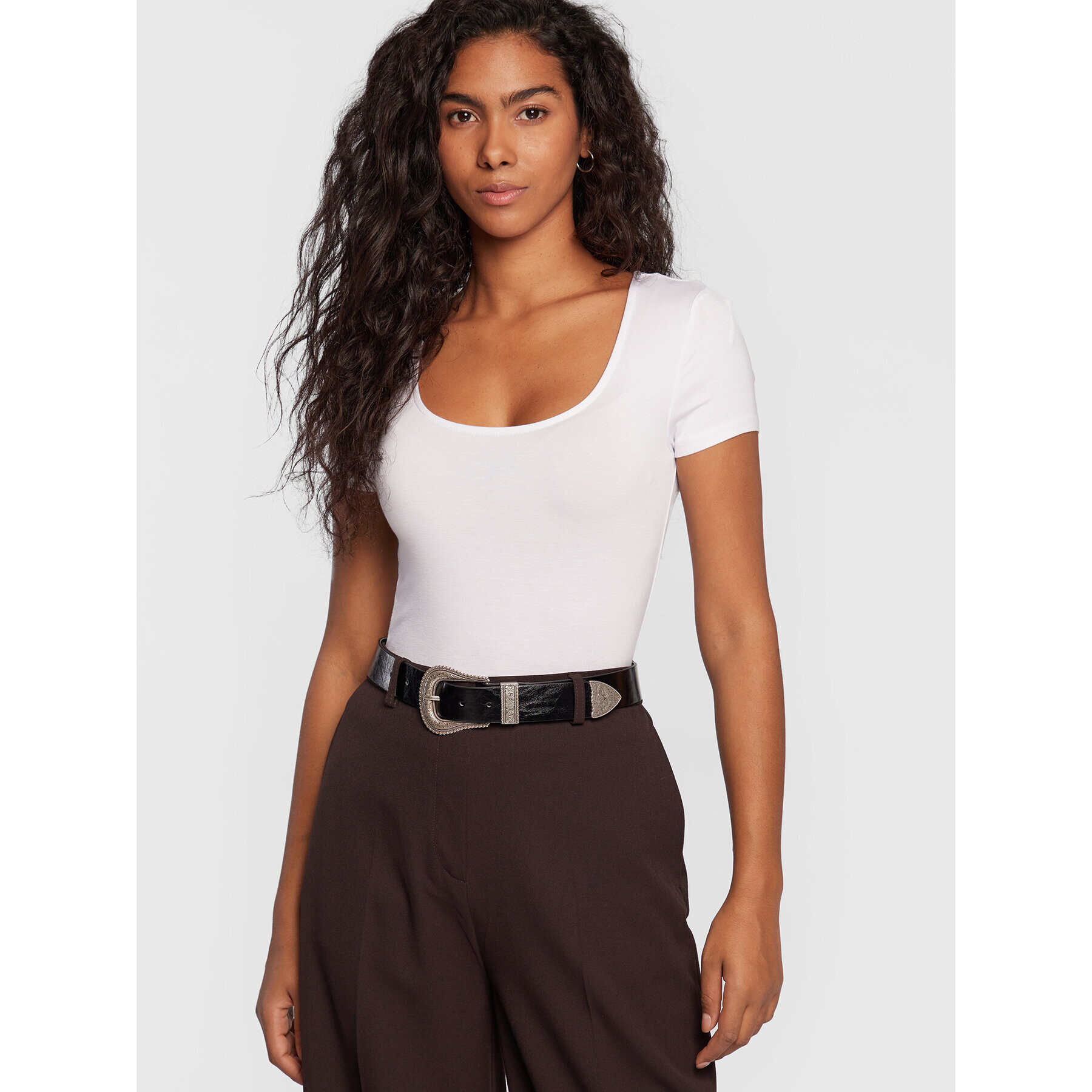 Gina Tricot Тишърт Alma 18455 Бял Slim Fit - Pepit.bg