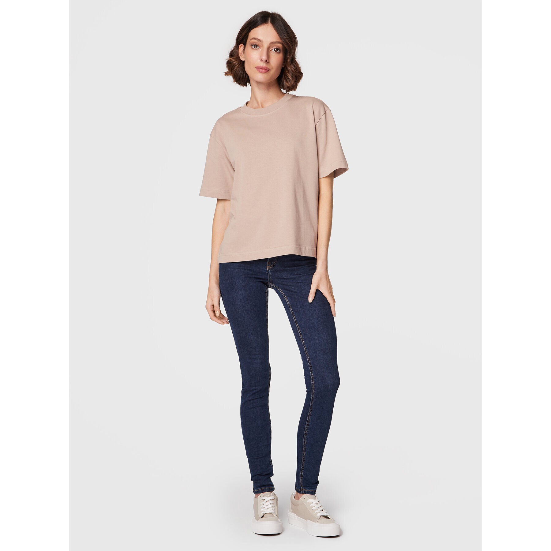 Gina Tricot Тишърт Basic 10469 Бежов Regular Fit - Pepit.bg