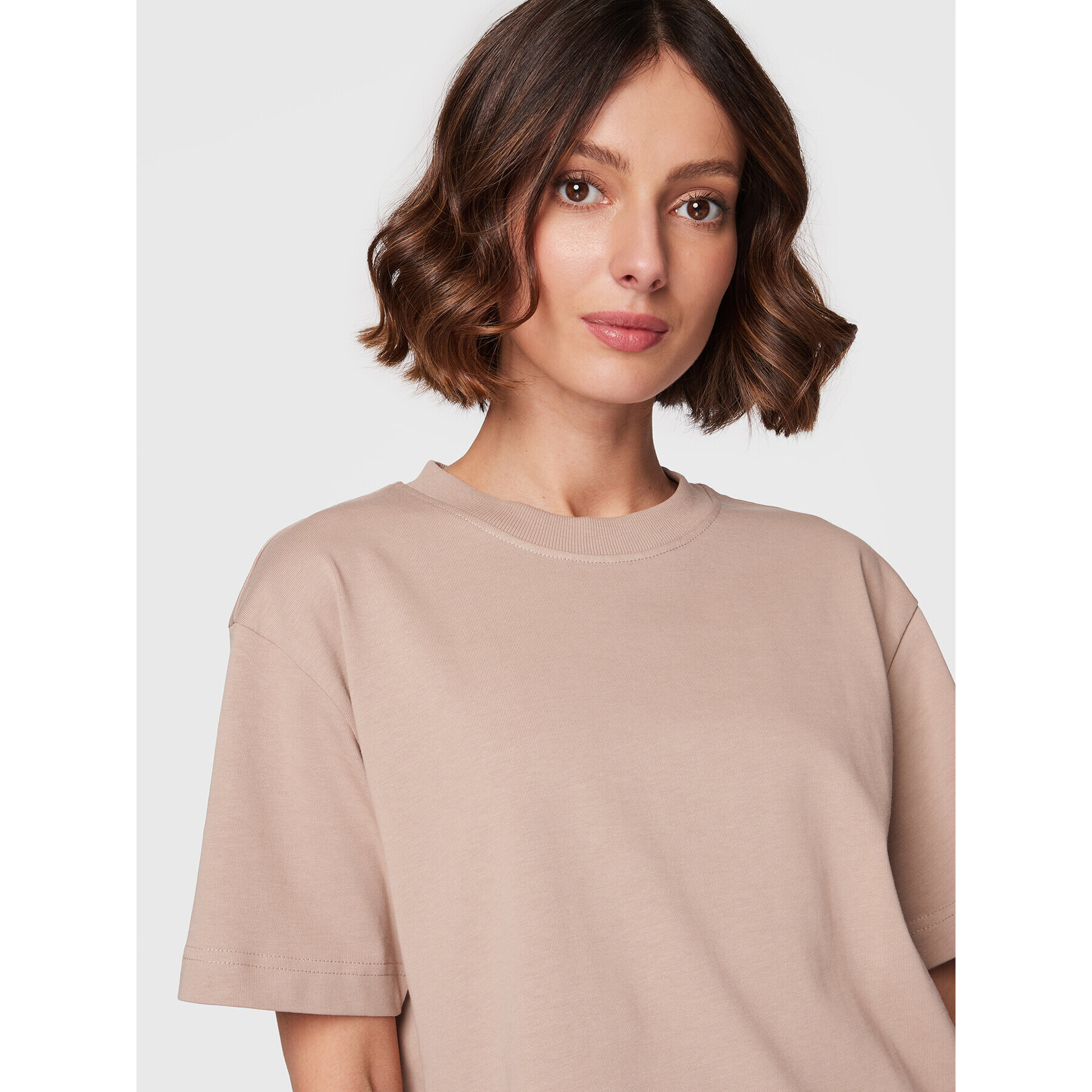 Gina Tricot Тишърт Basic 10469 Бежов Regular Fit - Pepit.bg