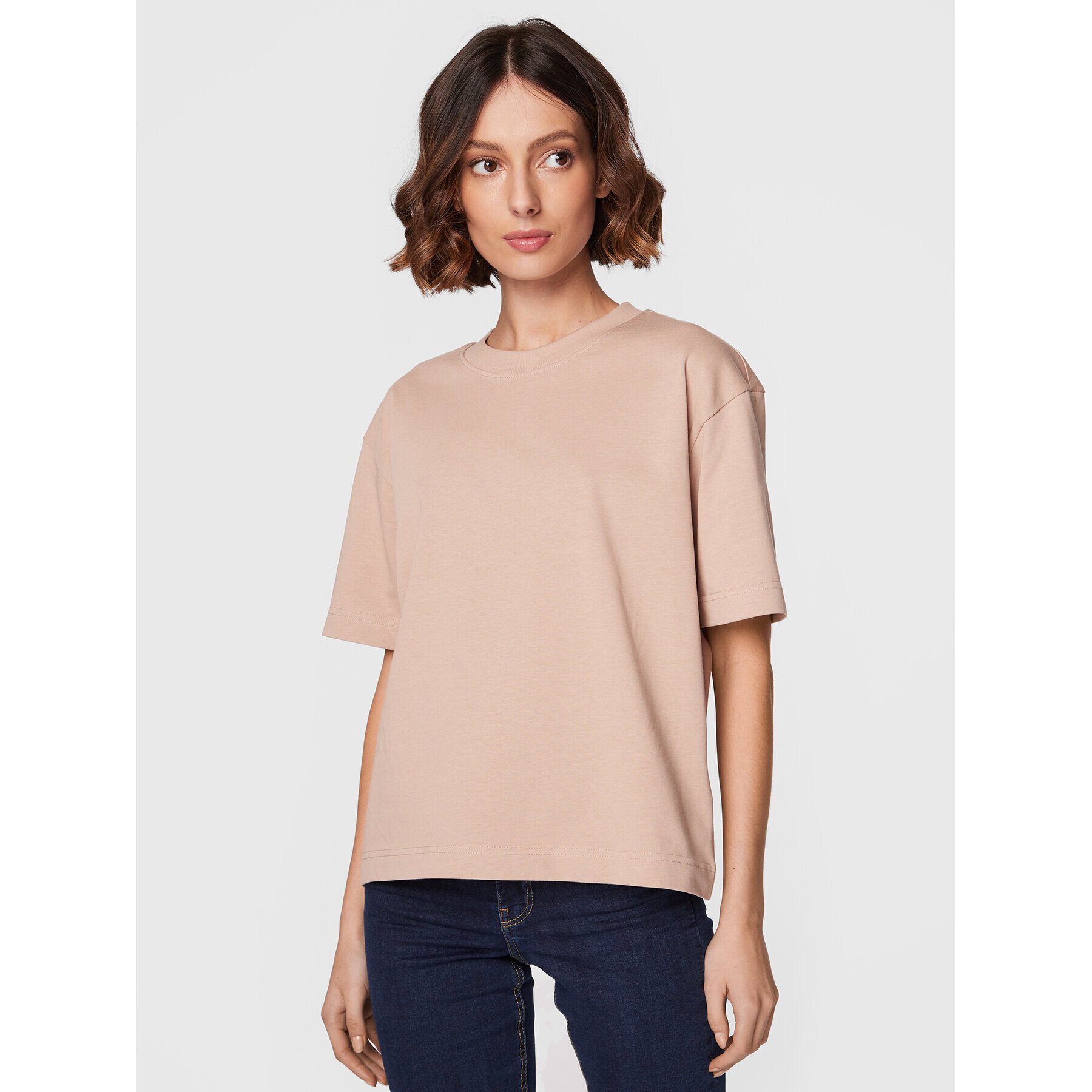 Gina Tricot Тишърт Basic 10469 Бежов Regular Fit - Pepit.bg