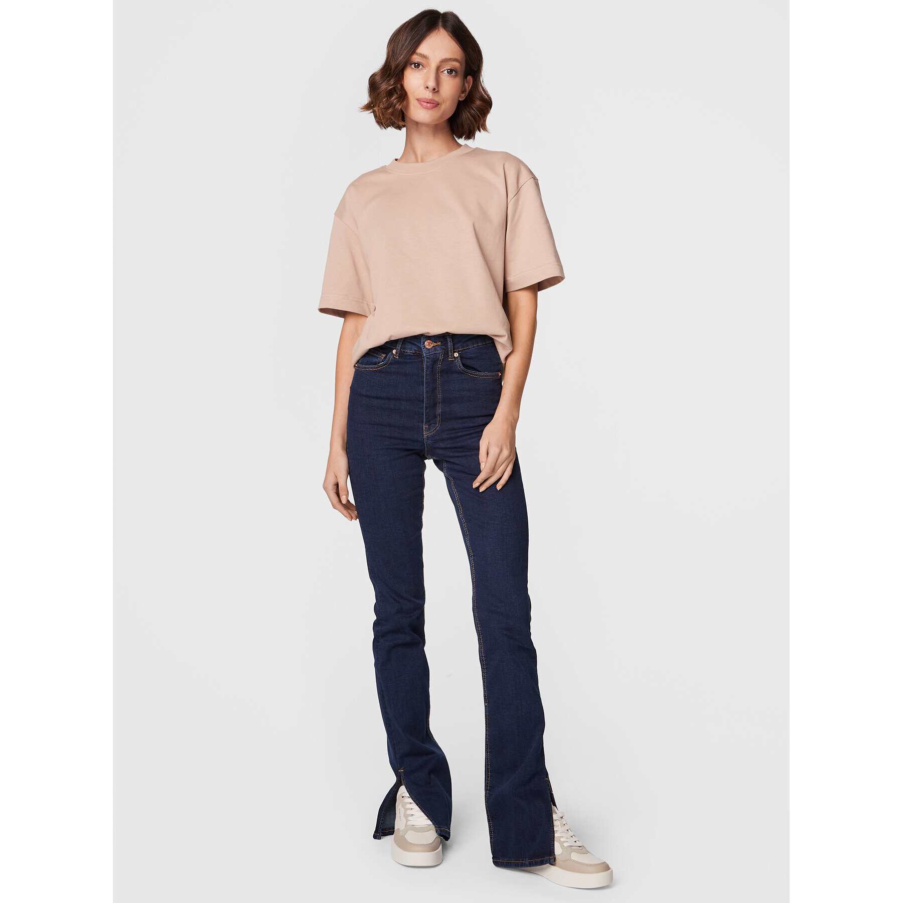 Gina Tricot Тишърт Basic 10469 Бежов Regular Fit - Pepit.bg
