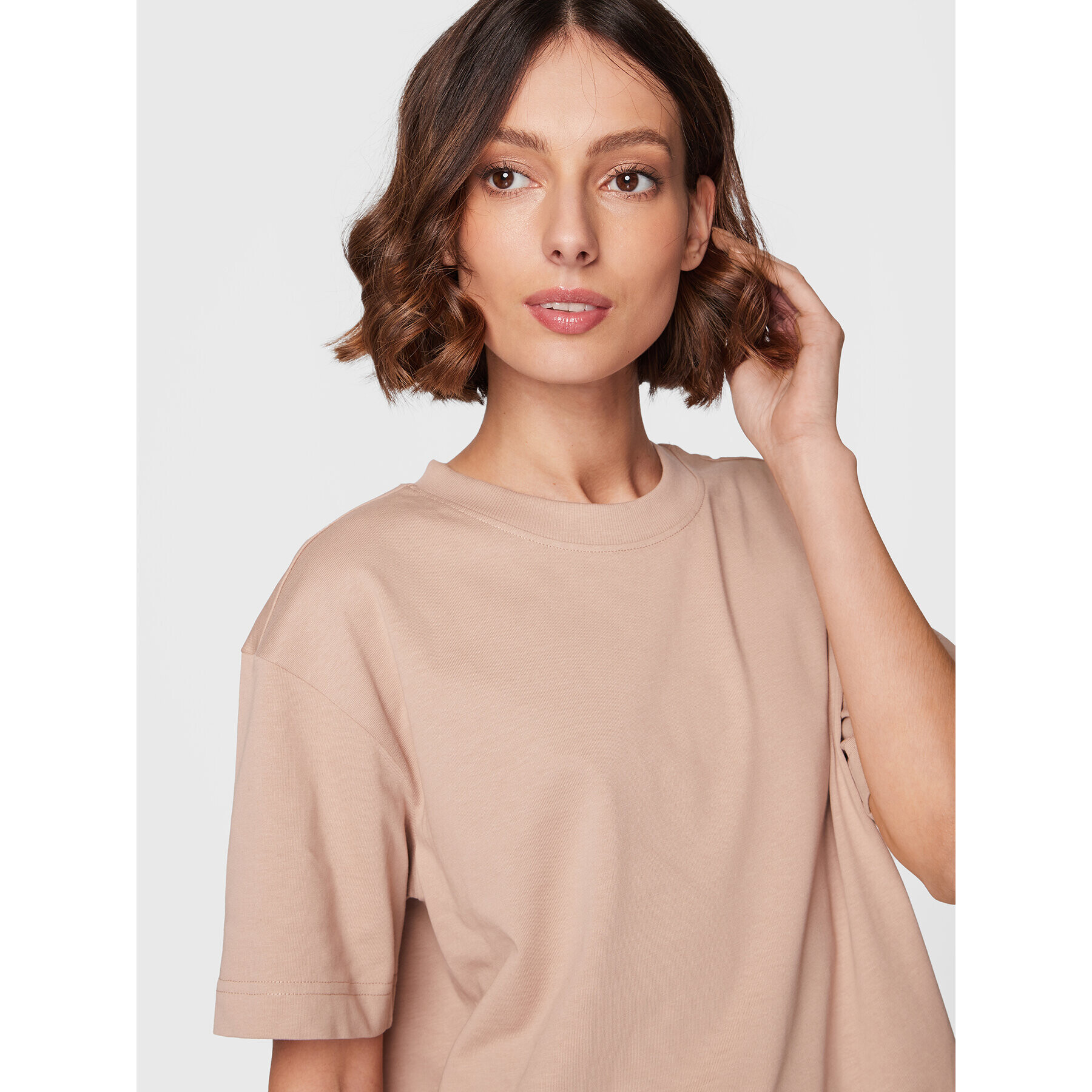 Gina Tricot Тишърт Basic 10469 Бежов Regular Fit - Pepit.bg