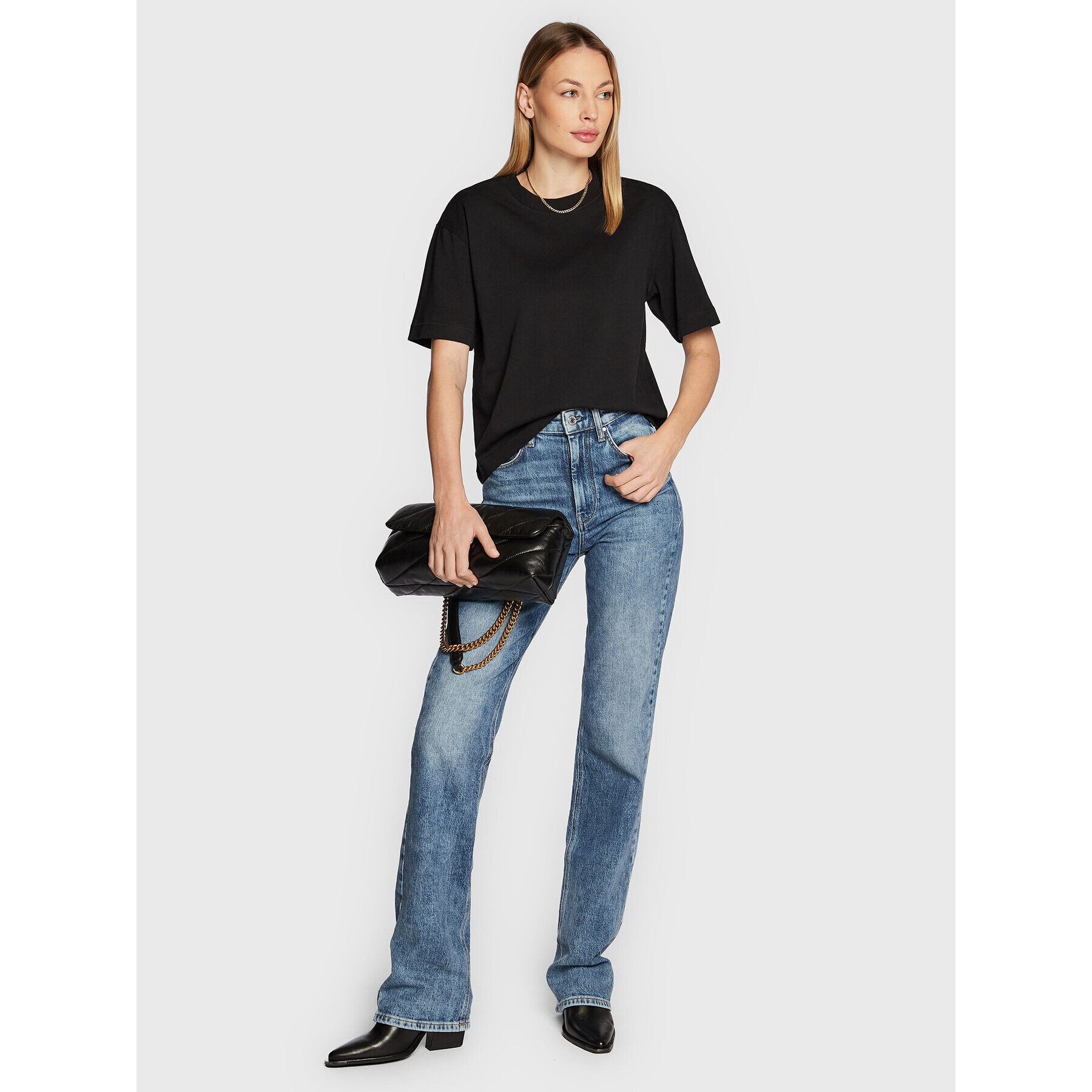 Gina Tricot Тишърт Basic 10469 Черен Regular Fit - Pepit.bg