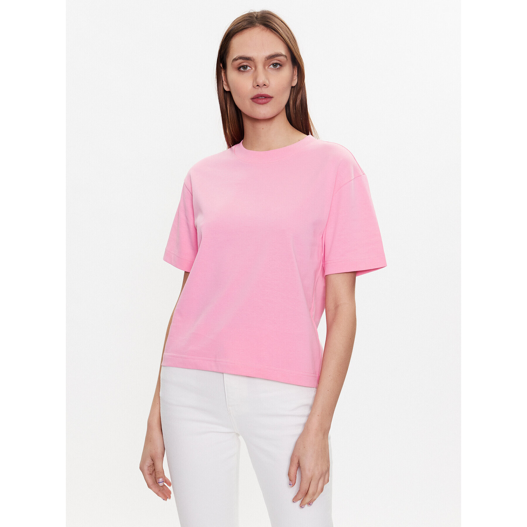Gina Tricot Тишърт Basic 10469 Розов Regular Fit - Pepit.bg