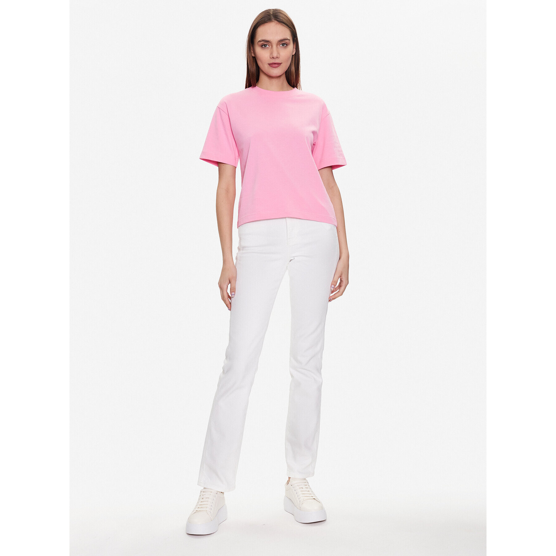 Gina Tricot Тишърт Basic 10469 Розов Regular Fit - Pepit.bg