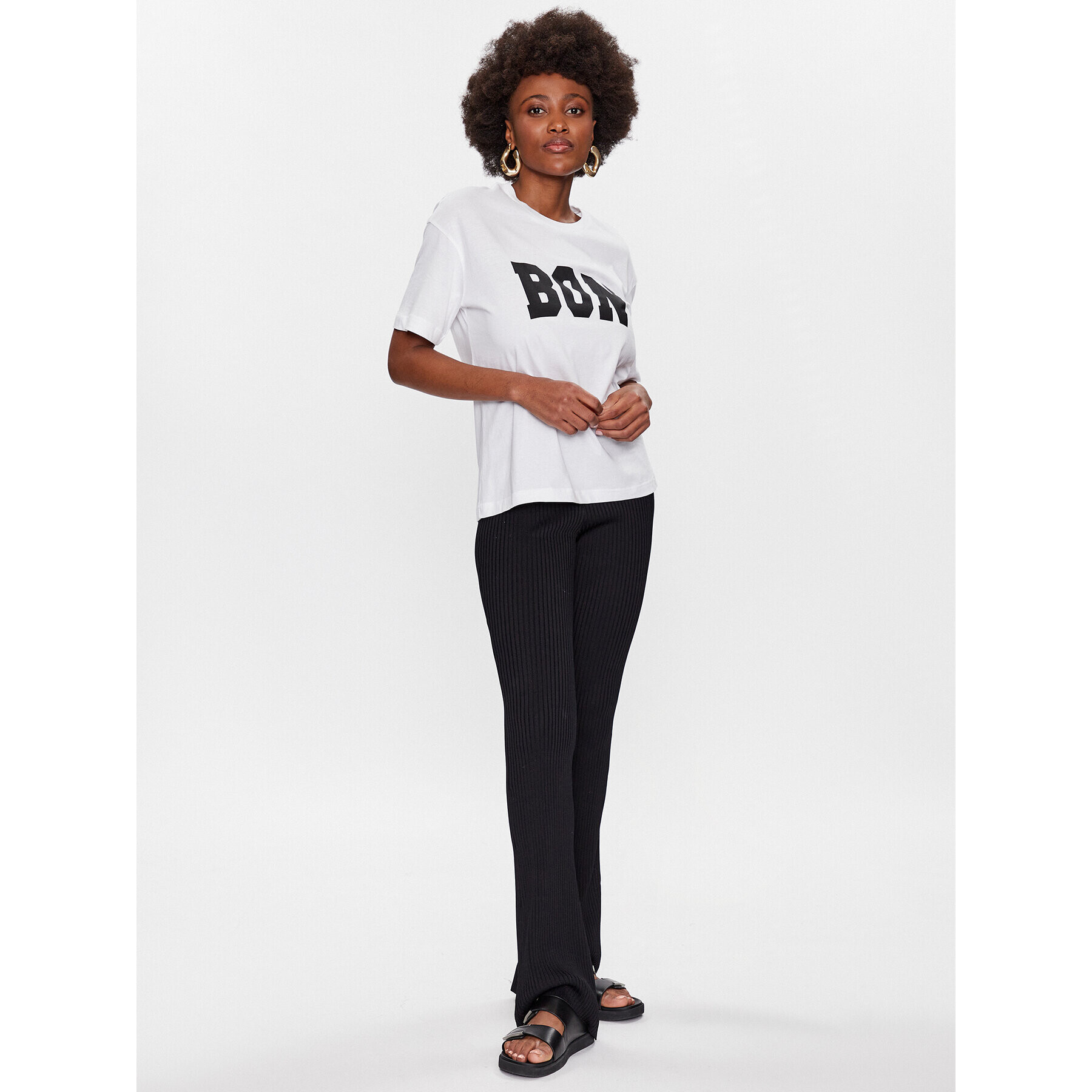 Gina Tricot Тишърт Printed 15785 Бял Regular Fit - Pepit.bg