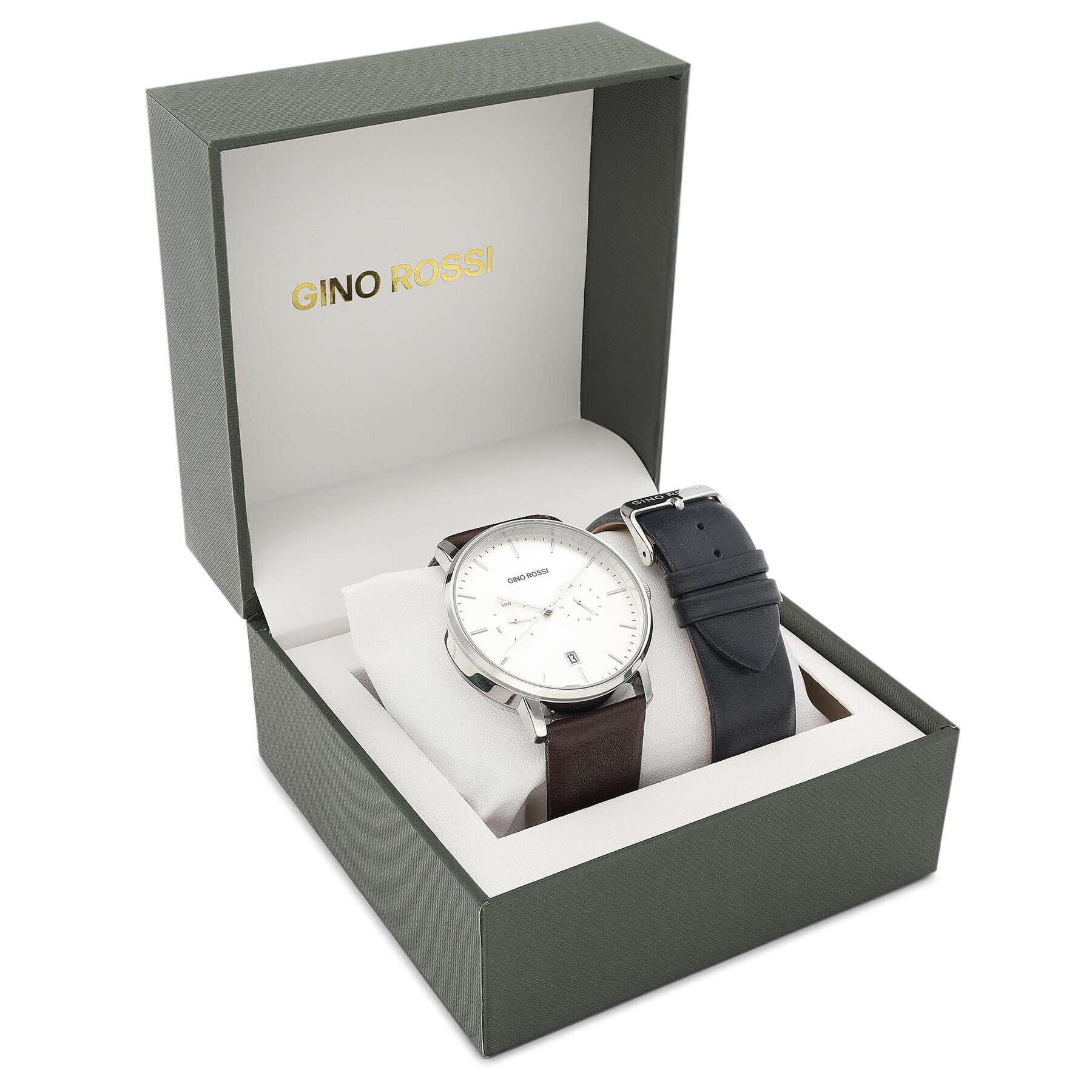 Gino Rossi Часовник GR GIFT SET 01M Кафяв - Pepit.bg