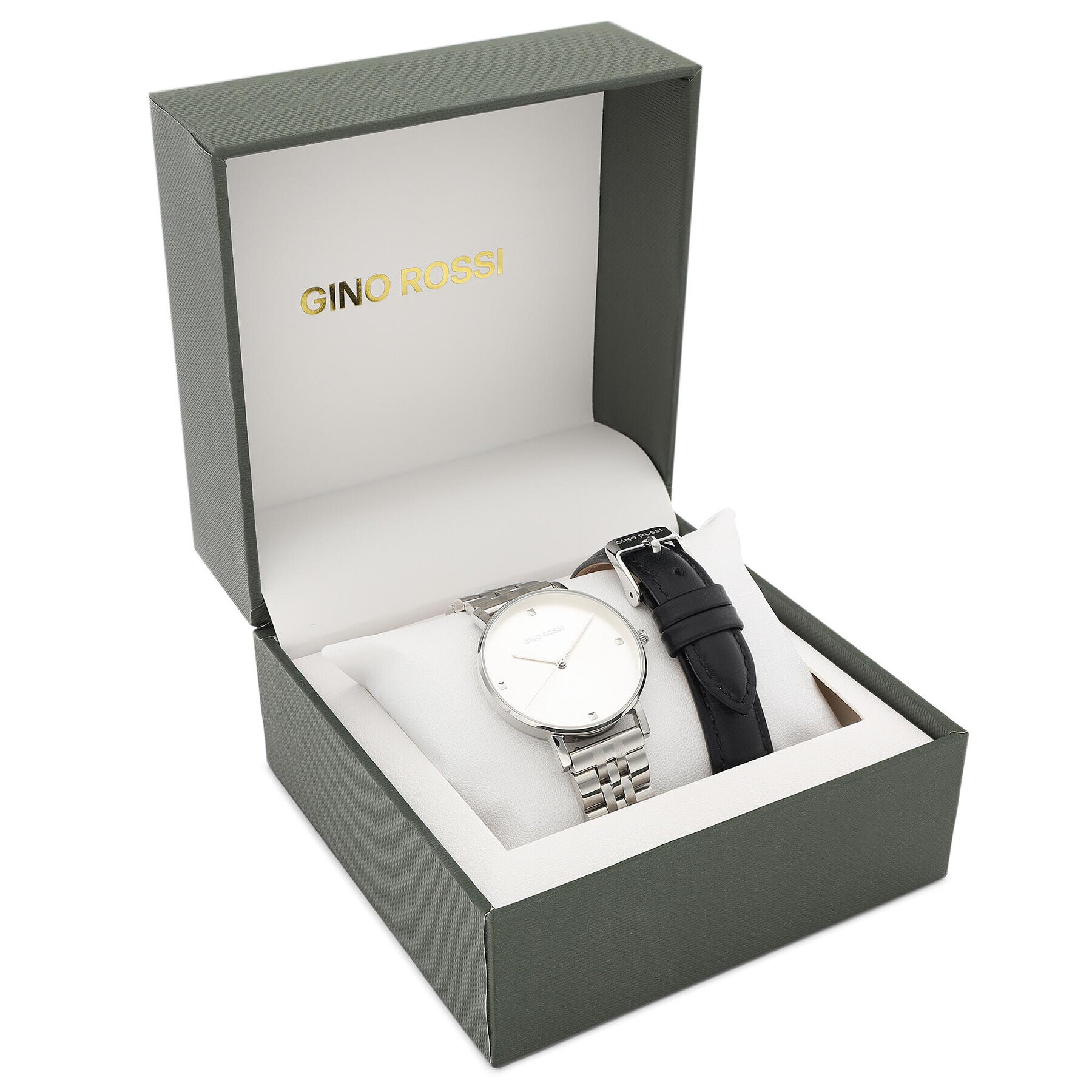 Gino Rossi Часовник GR GIFT SET 03W Сребрист - Pepit.bg