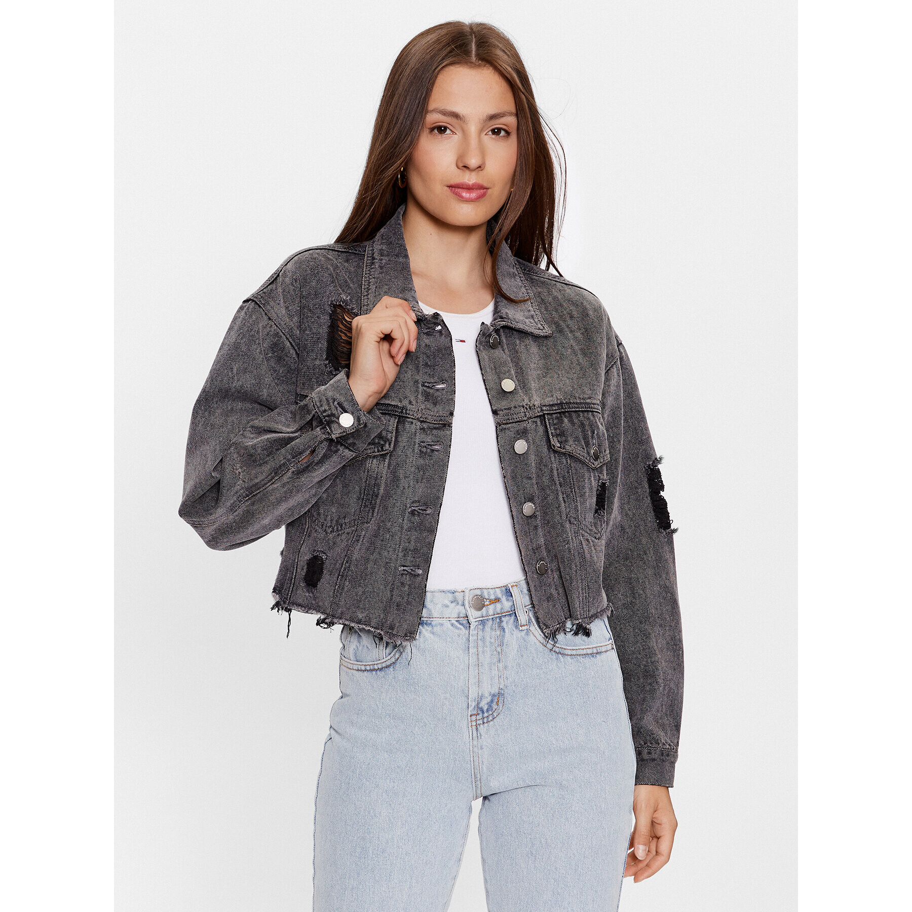 Glamorous Дънково яке KA6971 Сив Regular Fit - Pepit.bg