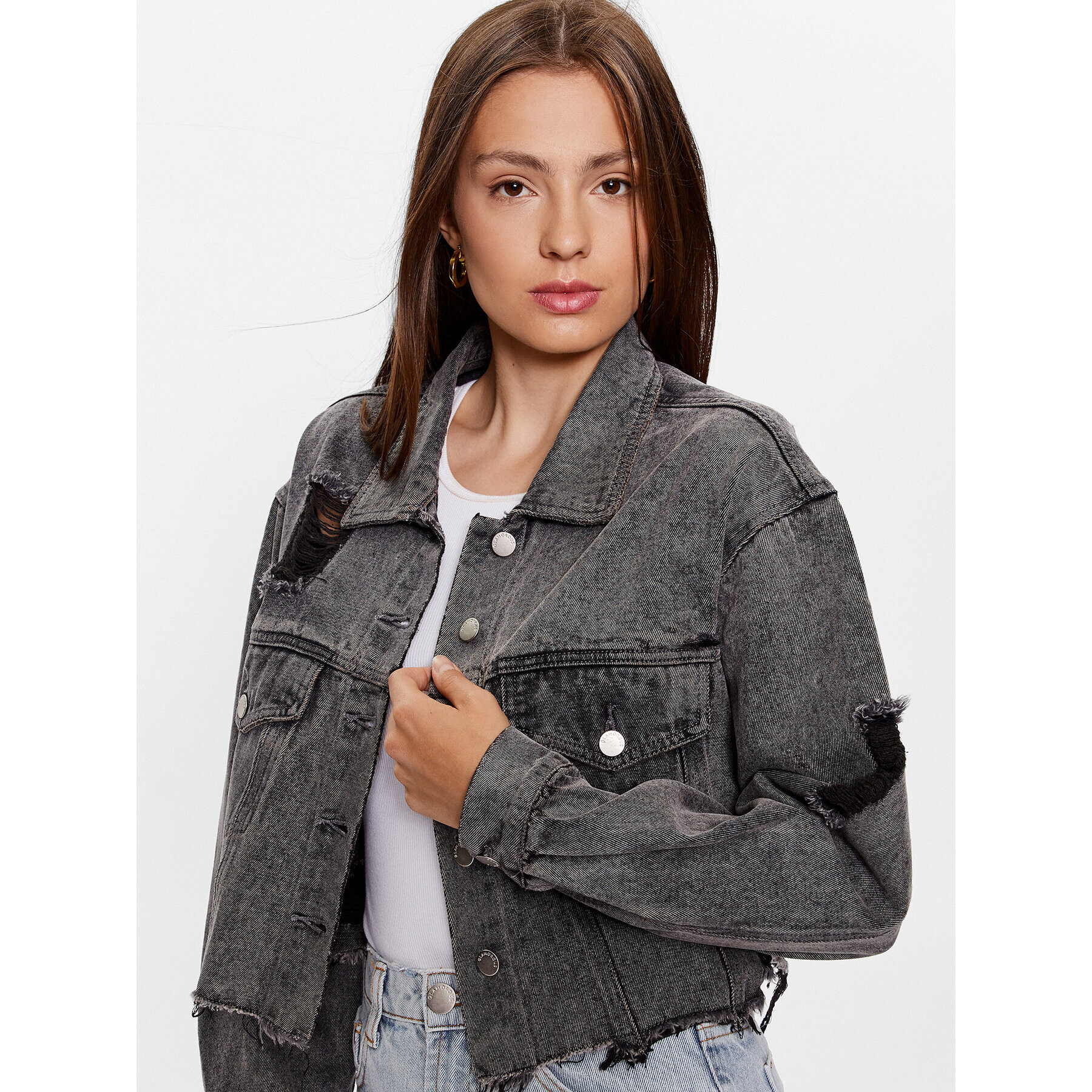 Glamorous Дънково яке KA6971 Сив Regular Fit - Pepit.bg
