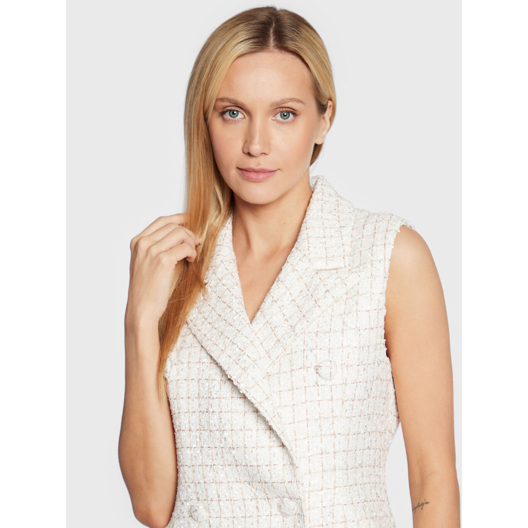 Glamorous Плетена рокля CK6798 Бял Regular Fit - Pepit.bg