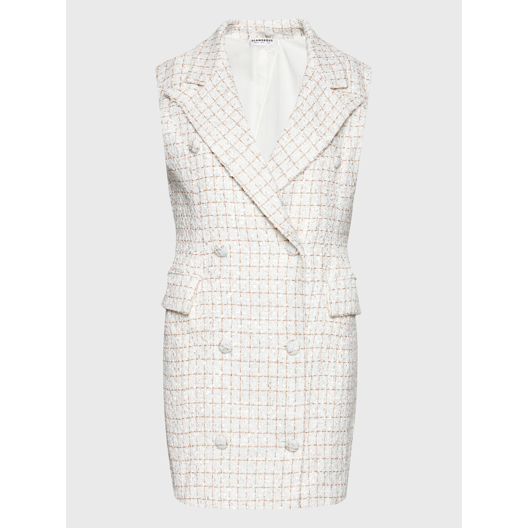 Glamorous Плетена рокля CK6798 Бял Regular Fit - Pepit.bg