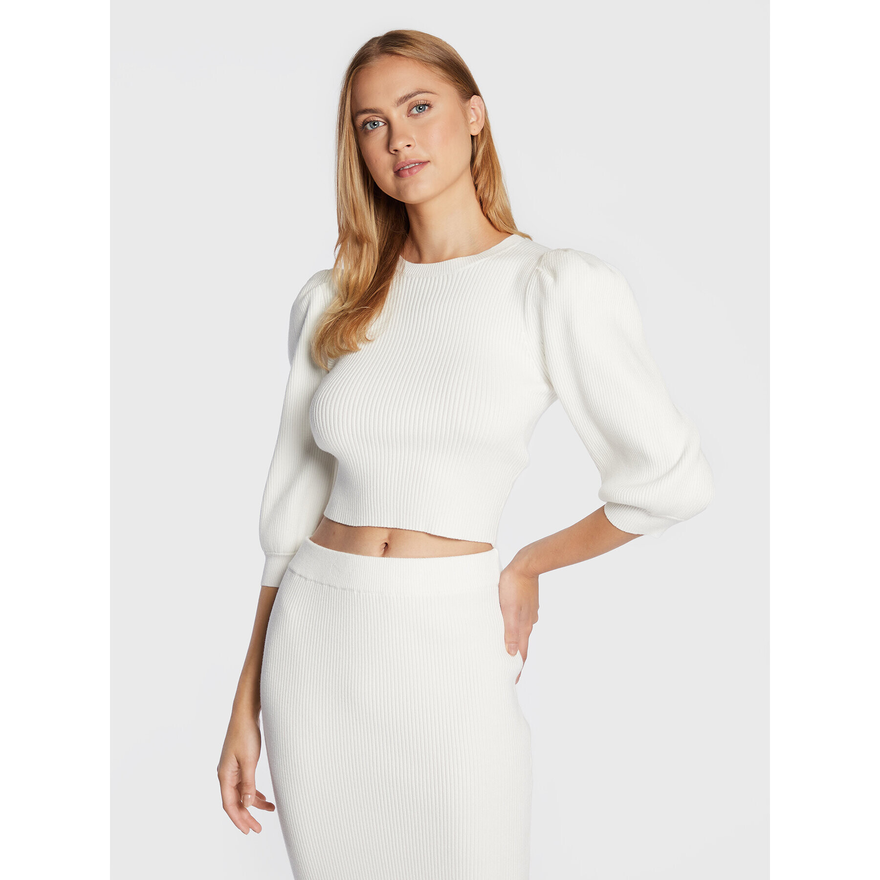 Glamorous Пуловер CK5871 Бял Regular Fit - Pepit.bg