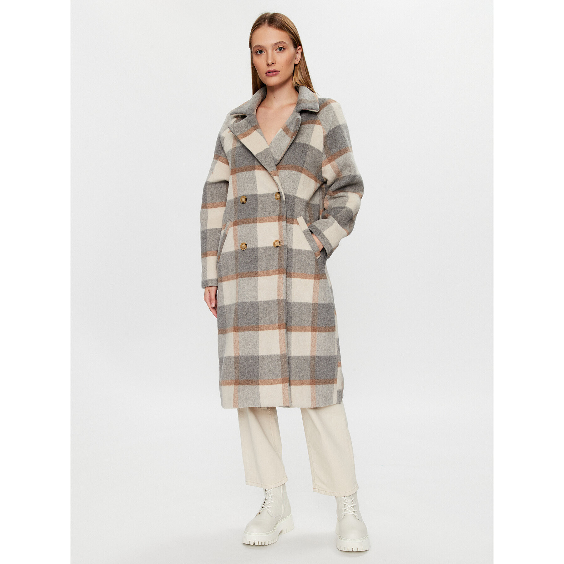 Glamorous Вълнено палто KA6826 Сив Regular Fit - Pepit.bg