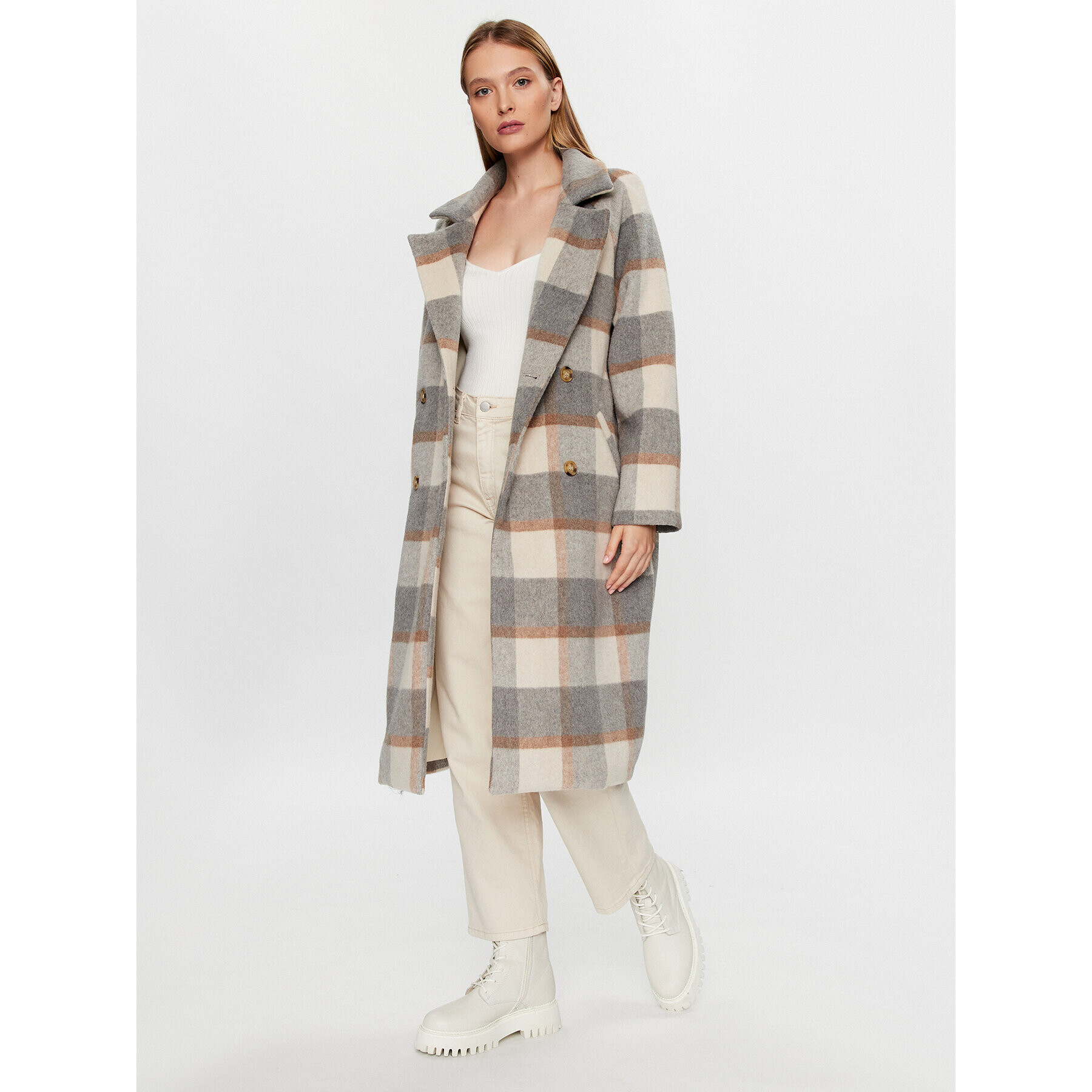 Glamorous Вълнено палто KA6826 Сив Regular Fit - Pepit.bg