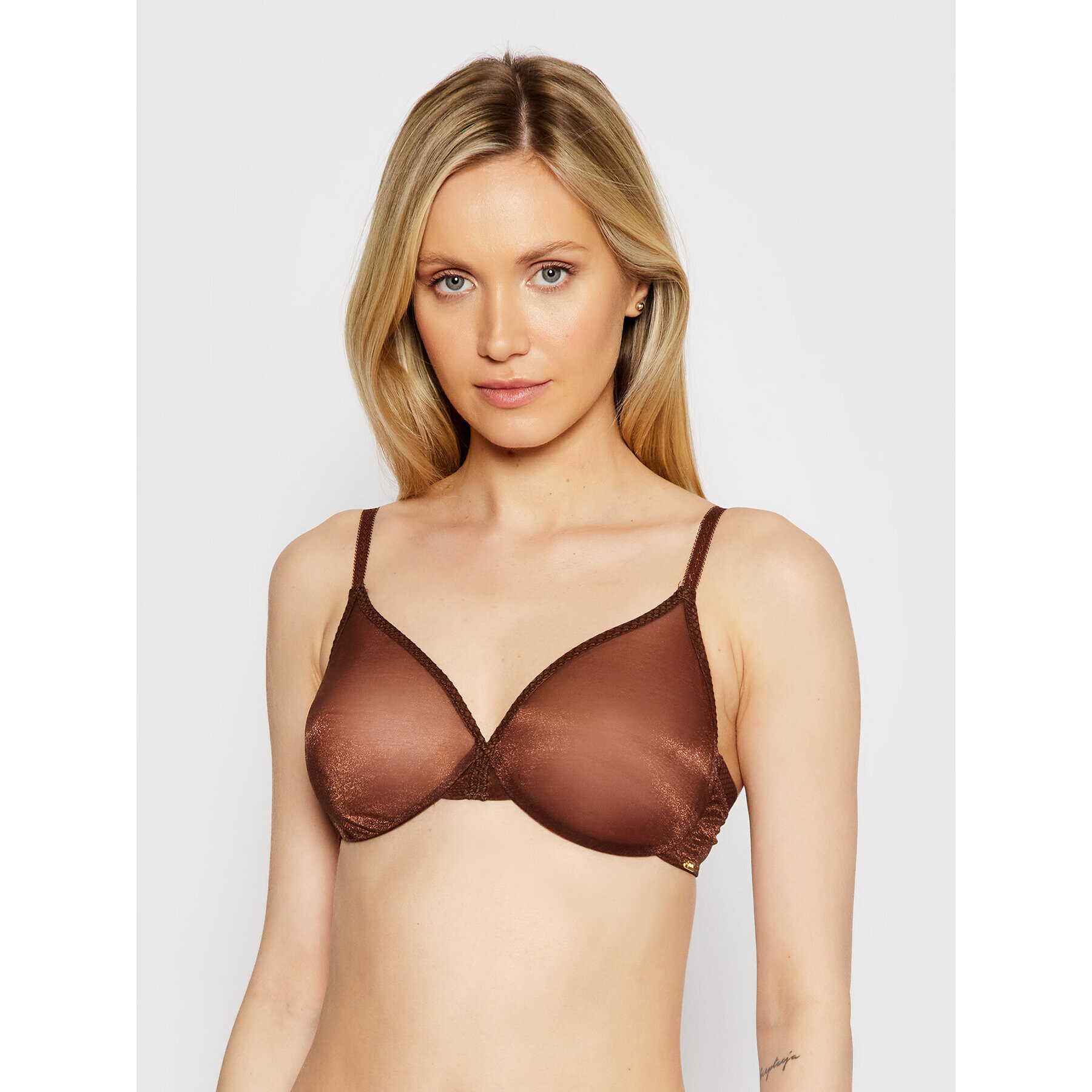 Gossard Сутиен с банели Glossies Sheer Moulded 6271 Кафяв - Pepit.bg