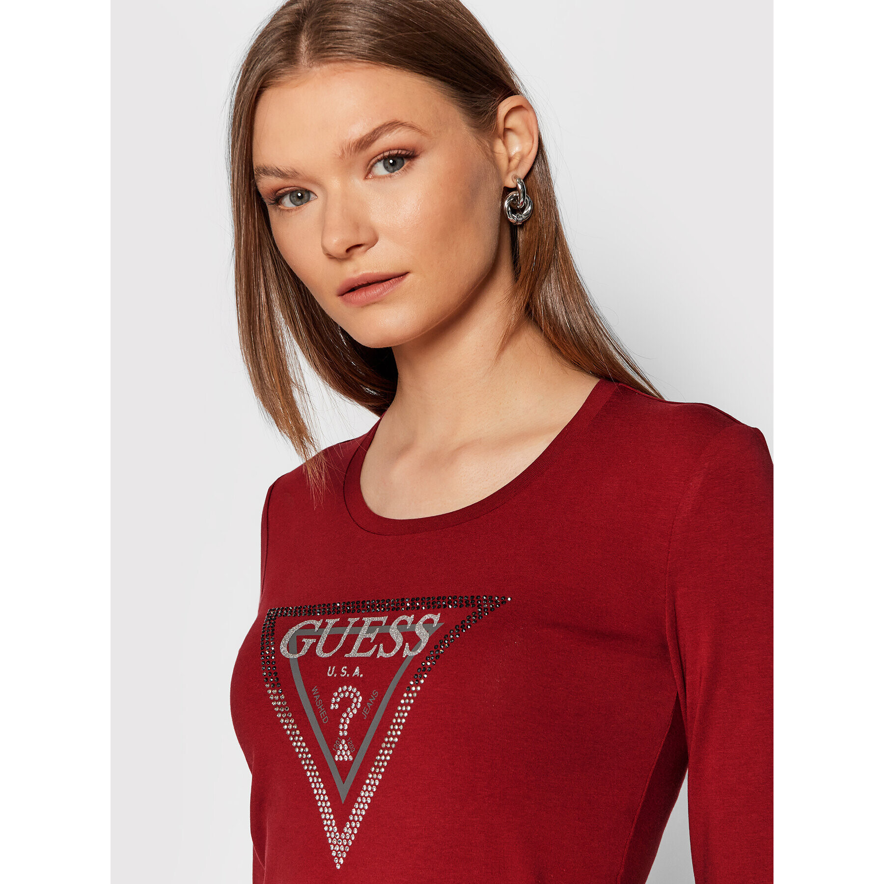 Guess Блуза Amalur W1BI47 J1311 Бордо Regular Fit - Pepit.bg