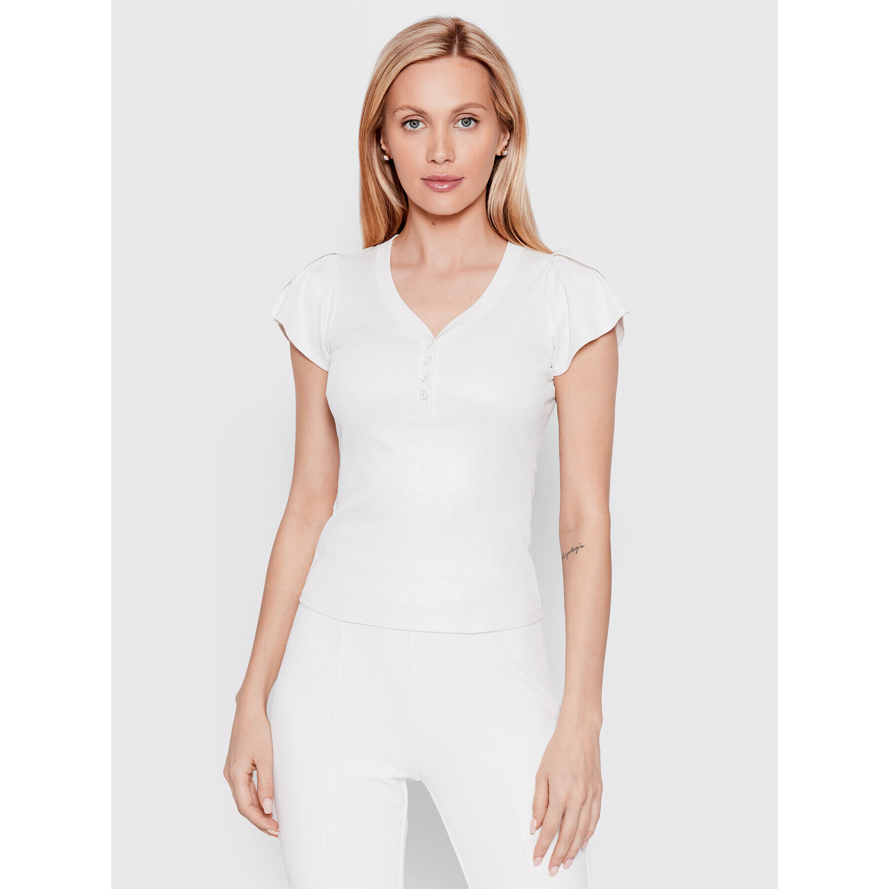 Guess Блуза Aveline W2GP26 KAEV0 Бял Slim Fit - Pepit.bg