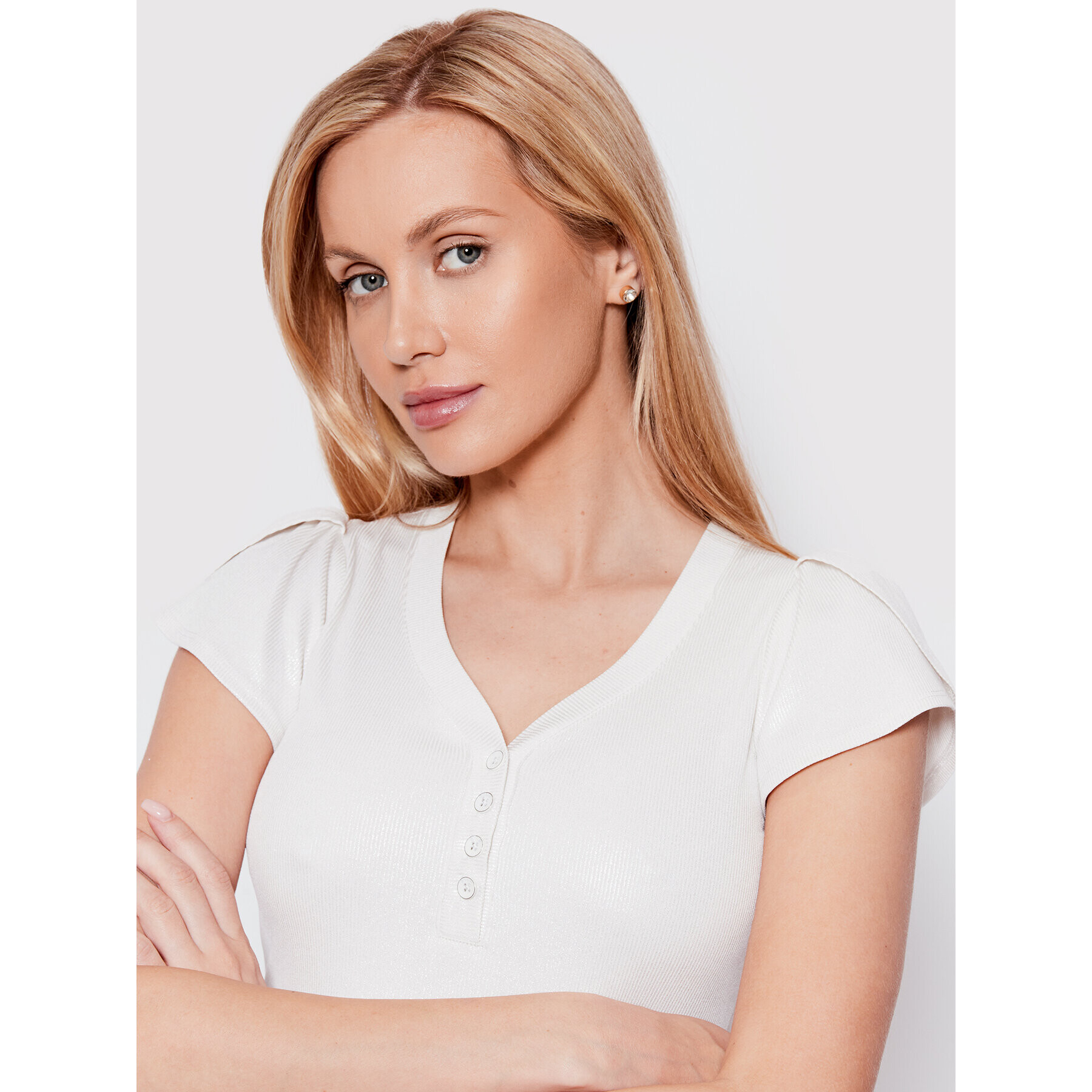 Guess Блуза Aveline W2GP26 KAEV0 Бял Slim Fit - Pepit.bg