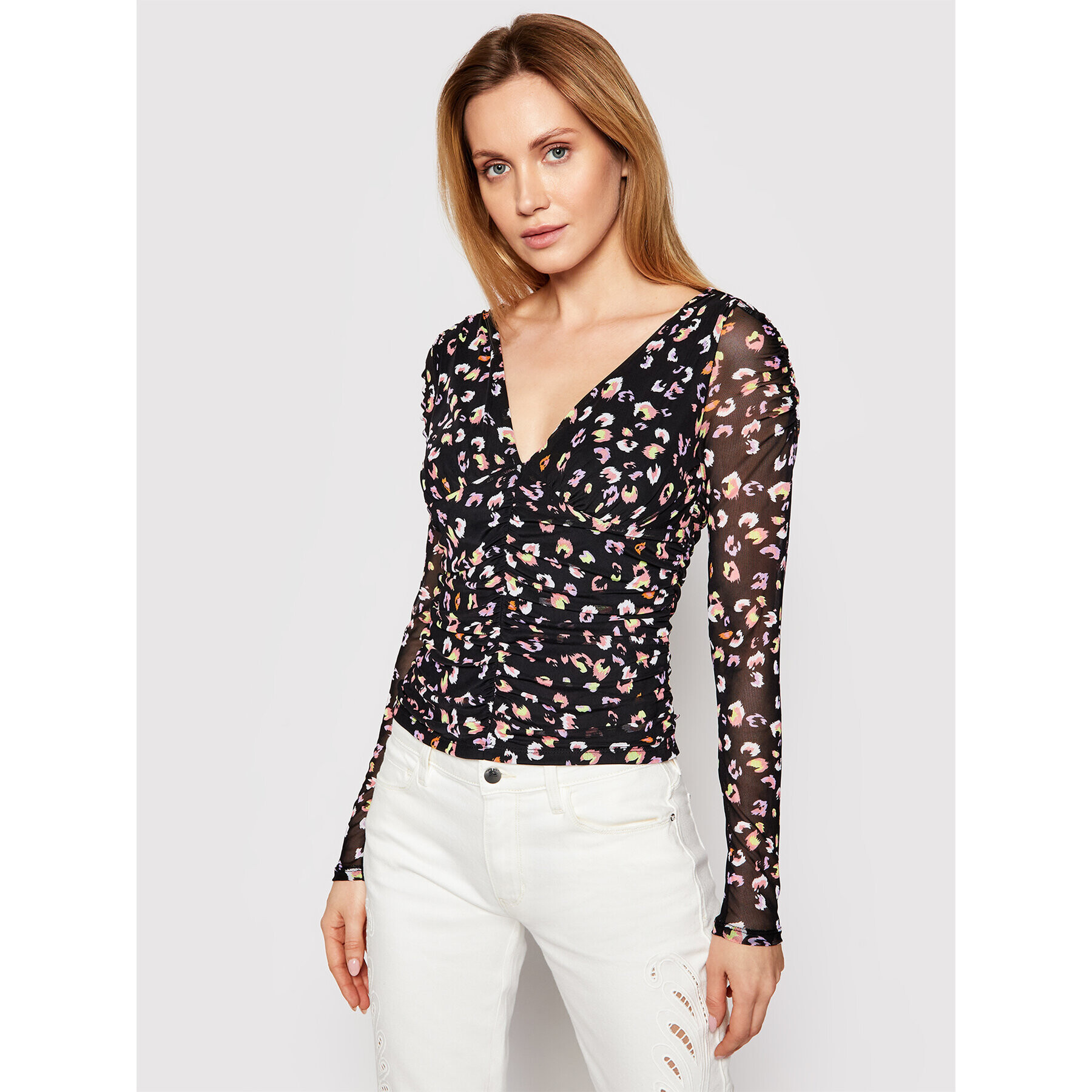 Guess Блуза Faye W1GP19 K2X51 Черен Slim Fit - Pepit.bg