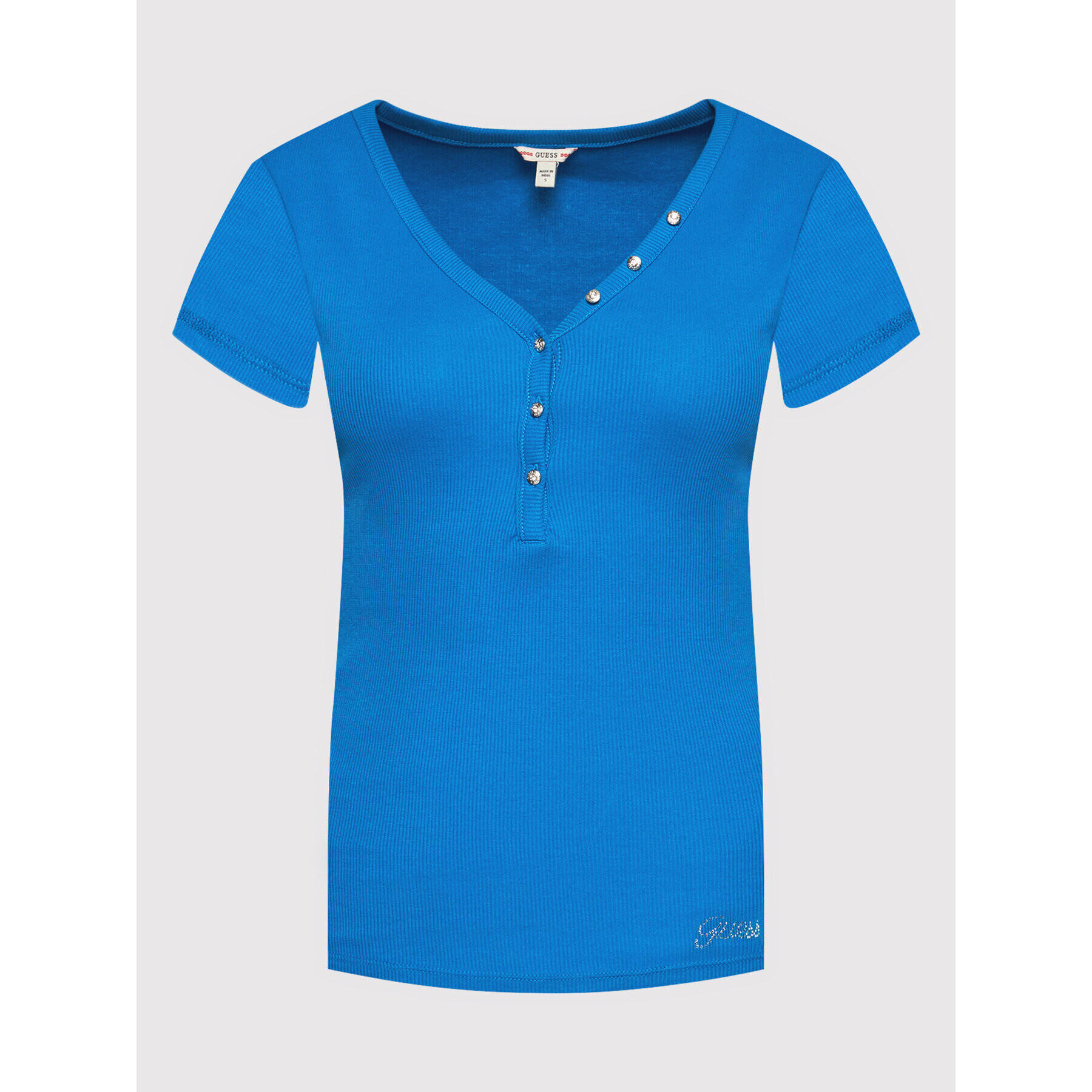 Guess Блуза Henley W0GI62 R9I50 Син Slim Fit - Pepit.bg