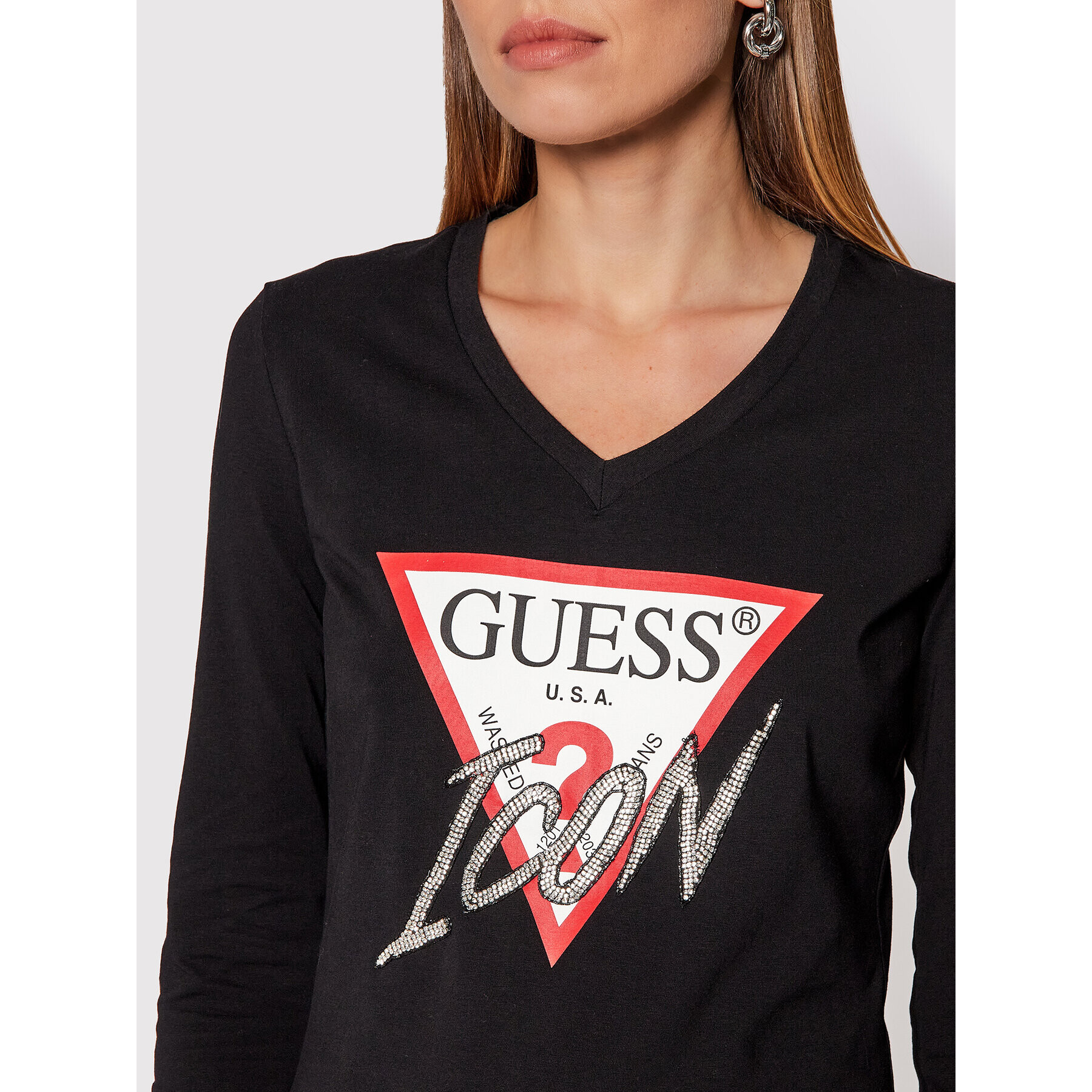 Guess Блуза Icon W1BI21 J1311 Черен Regular Fit - Pepit.bg