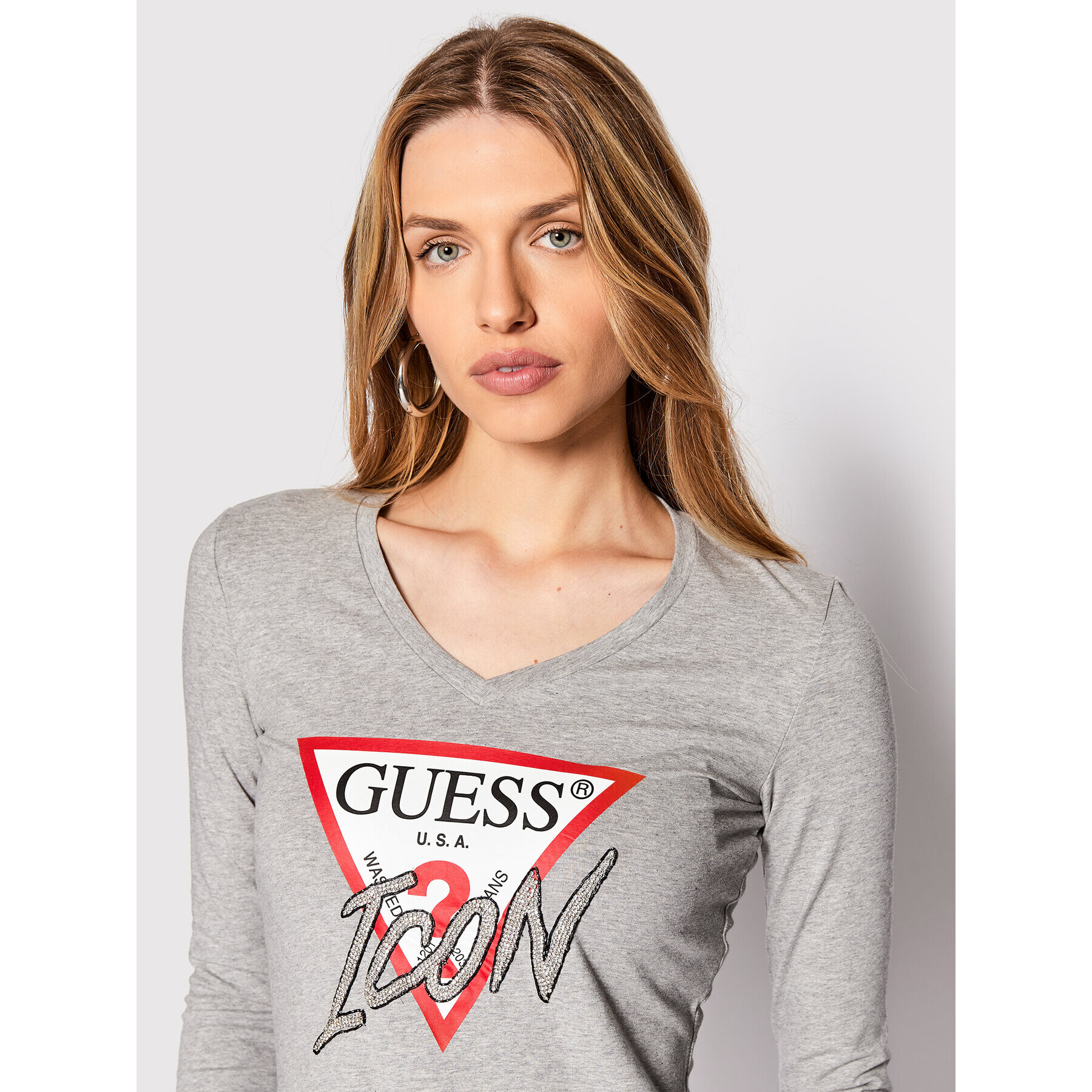 Guess Блуза Icon W1BI21 J1311 Сив Regular Fit - Pepit.bg