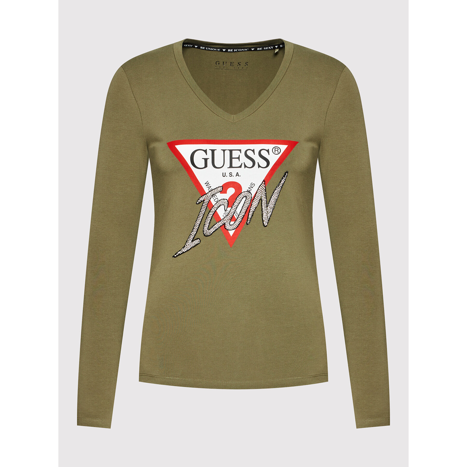 Guess Блуза Icon W1BI21 J1311 Зелен Regular Fit - Pepit.bg
