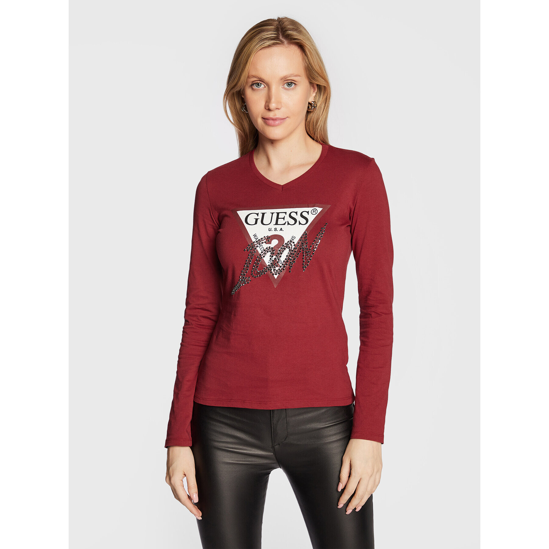 Guess Блуза Icon W2BI39 I3Z13 Червен Regular Fit - Pepit.bg