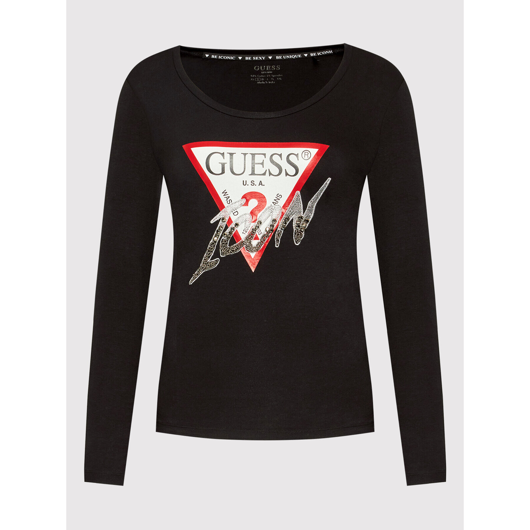 Guess Блуза Icon W2GI01 J1300 Черен Slim Fit - Pepit.bg