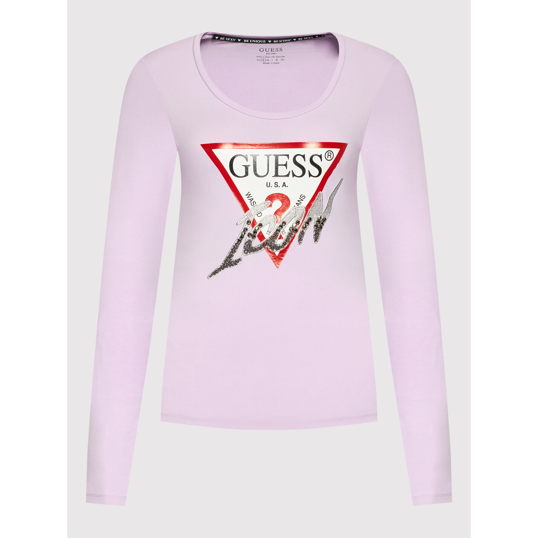 Guess Блуза Icon W2GI01 J1300 Виолетов Slim Fit - Pepit.bg