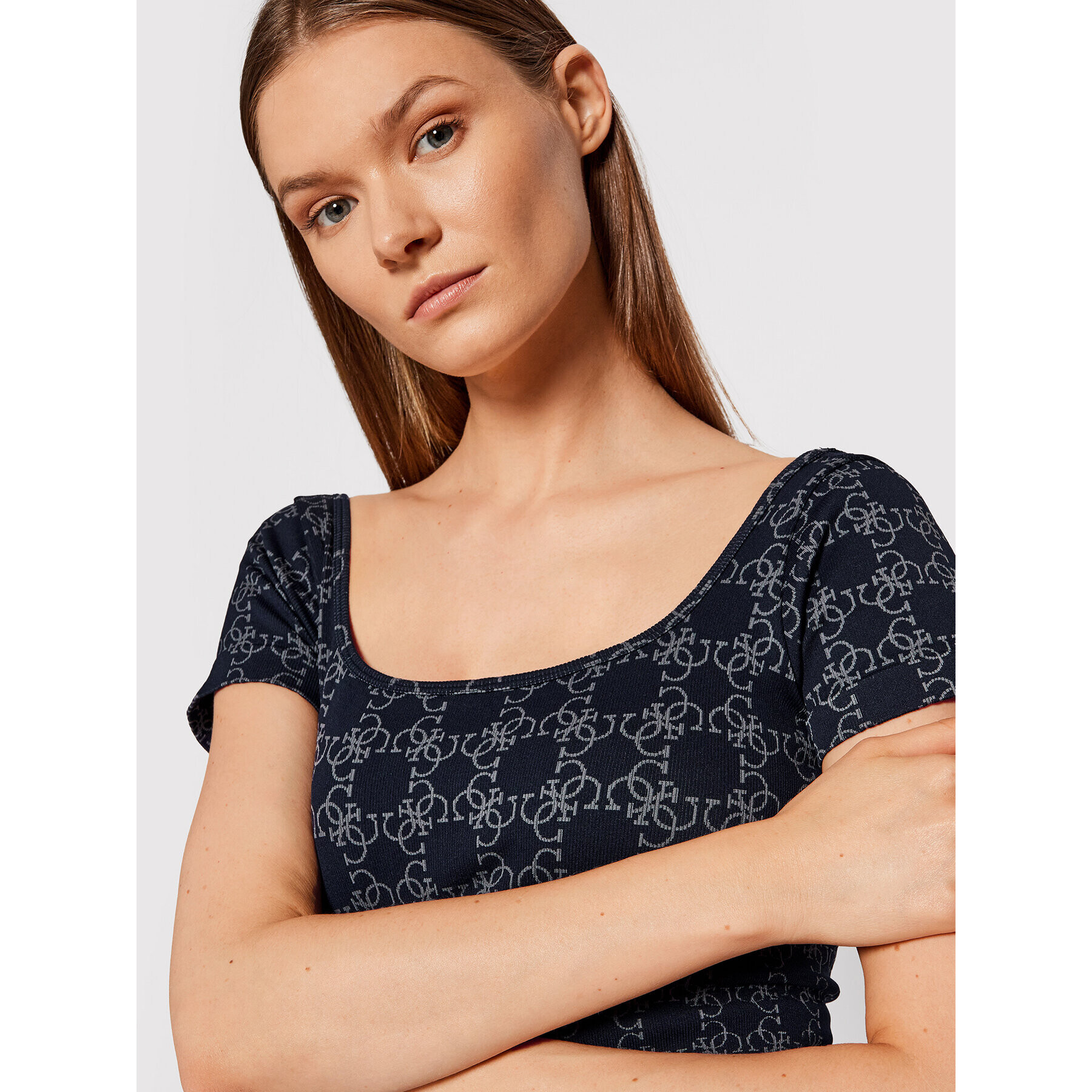 Guess Блуза O1BA3A ZZ04N Тъмносин Slim Fit - Pepit.bg