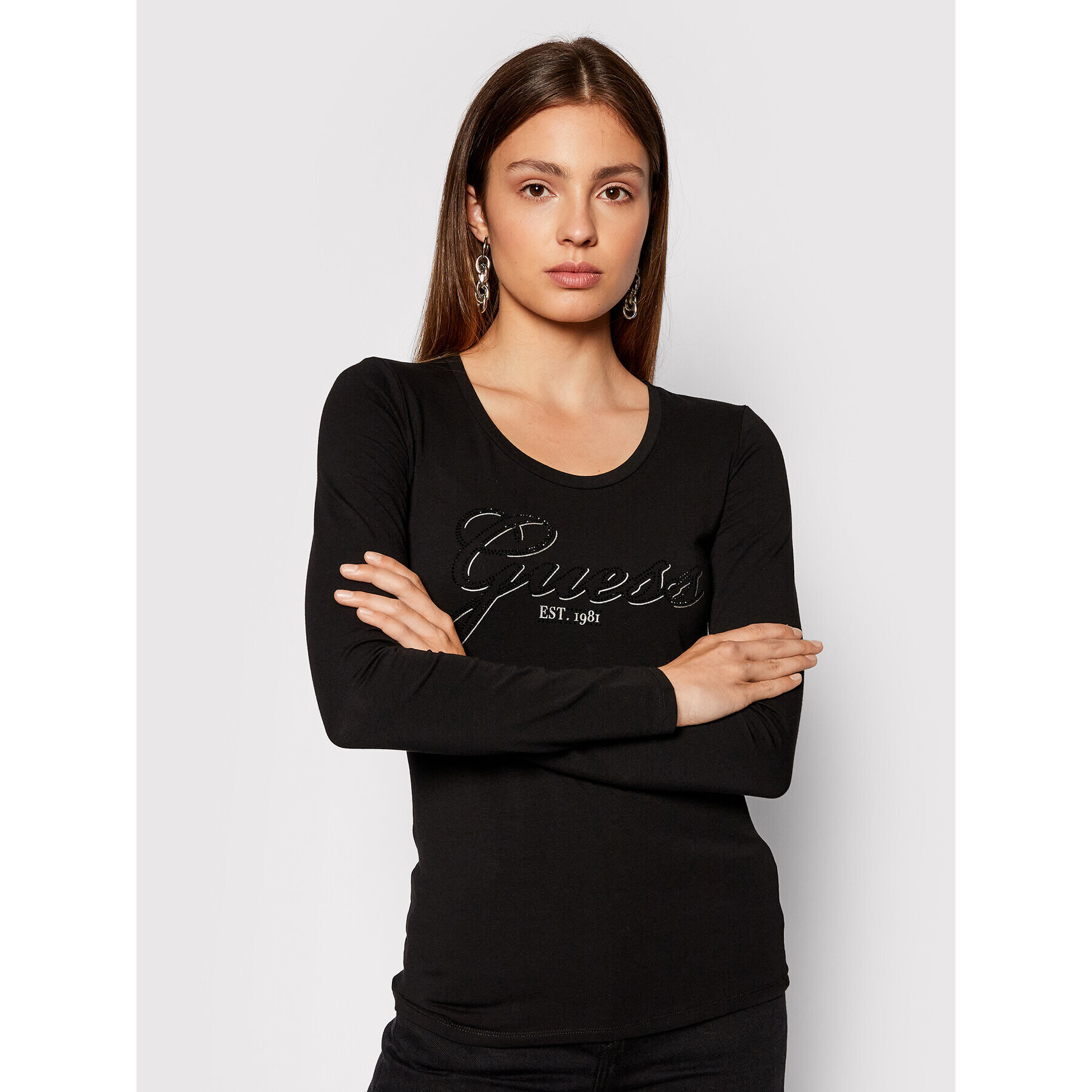 Guess Блуза Raisa W1YI90 J1311 Черен Slim Fit - Pepit.bg