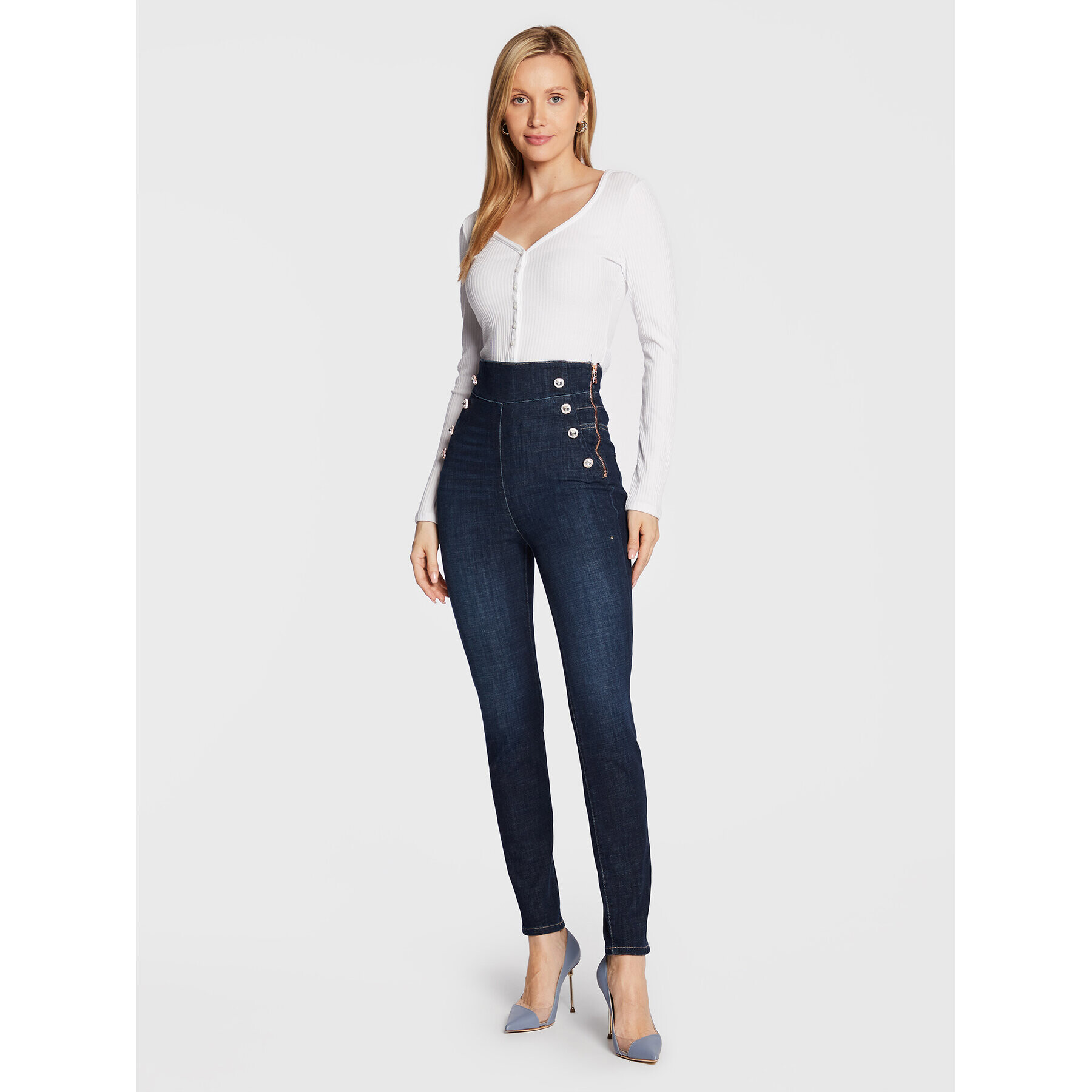 Guess Блуза Raylynn W2BP61 K86Z2 Бял Slim Fit - Pepit.bg