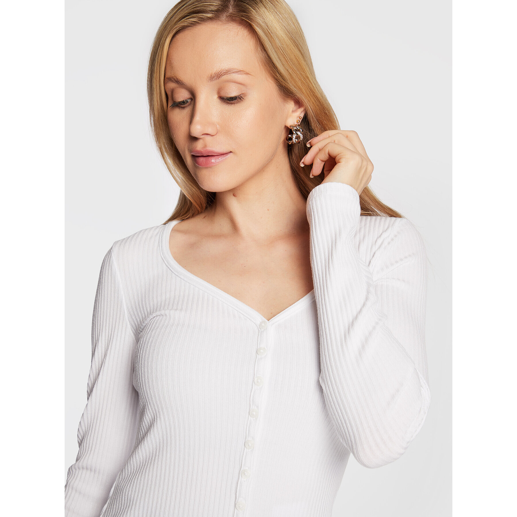 Guess Блуза Raylynn W2BP61 K86Z2 Бял Slim Fit - Pepit.bg
