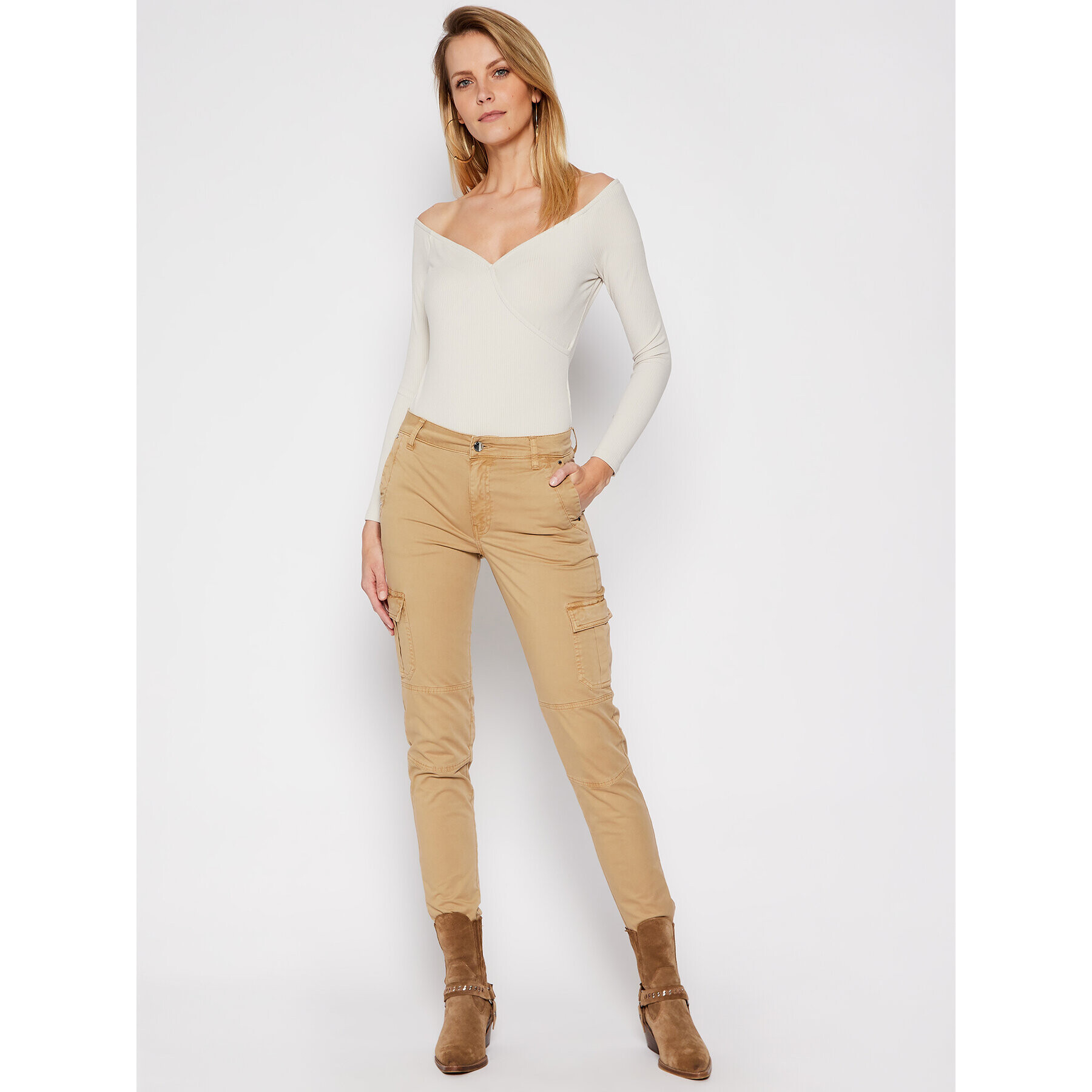 Guess Блуза Sonay W1RP14 KAER2 Бежов Slim Fit - Pepit.bg