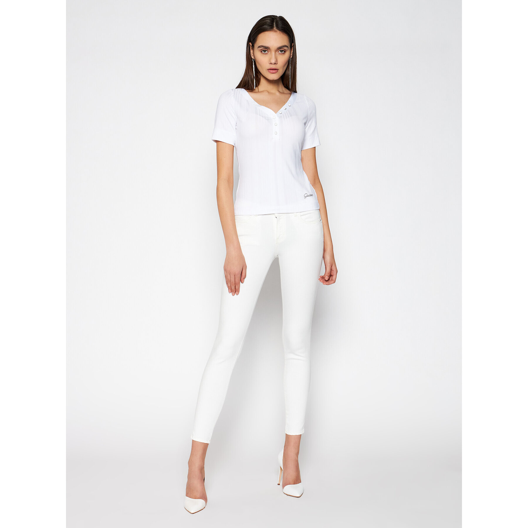 Guess Блуза Ss Leticia W1GP83 KAF42 Бял Regular Fit - Pepit.bg