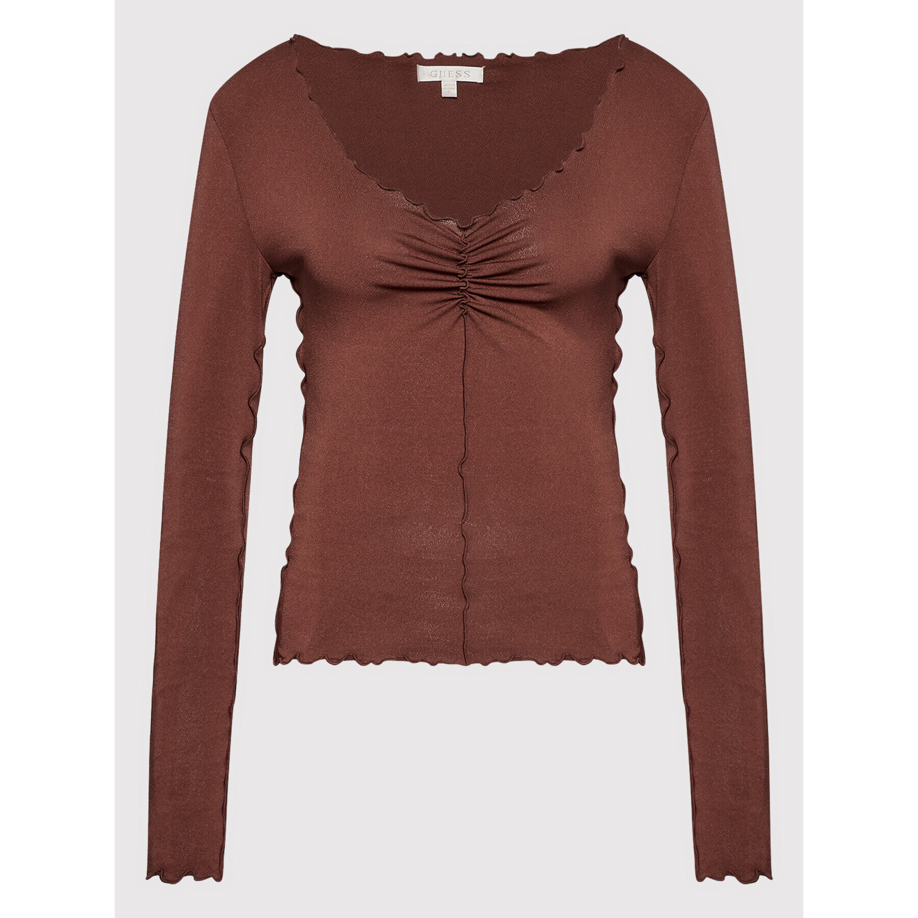 Guess Блуза W2BP65 KBEL2 Кафяв Slim Fit - Pepit.bg