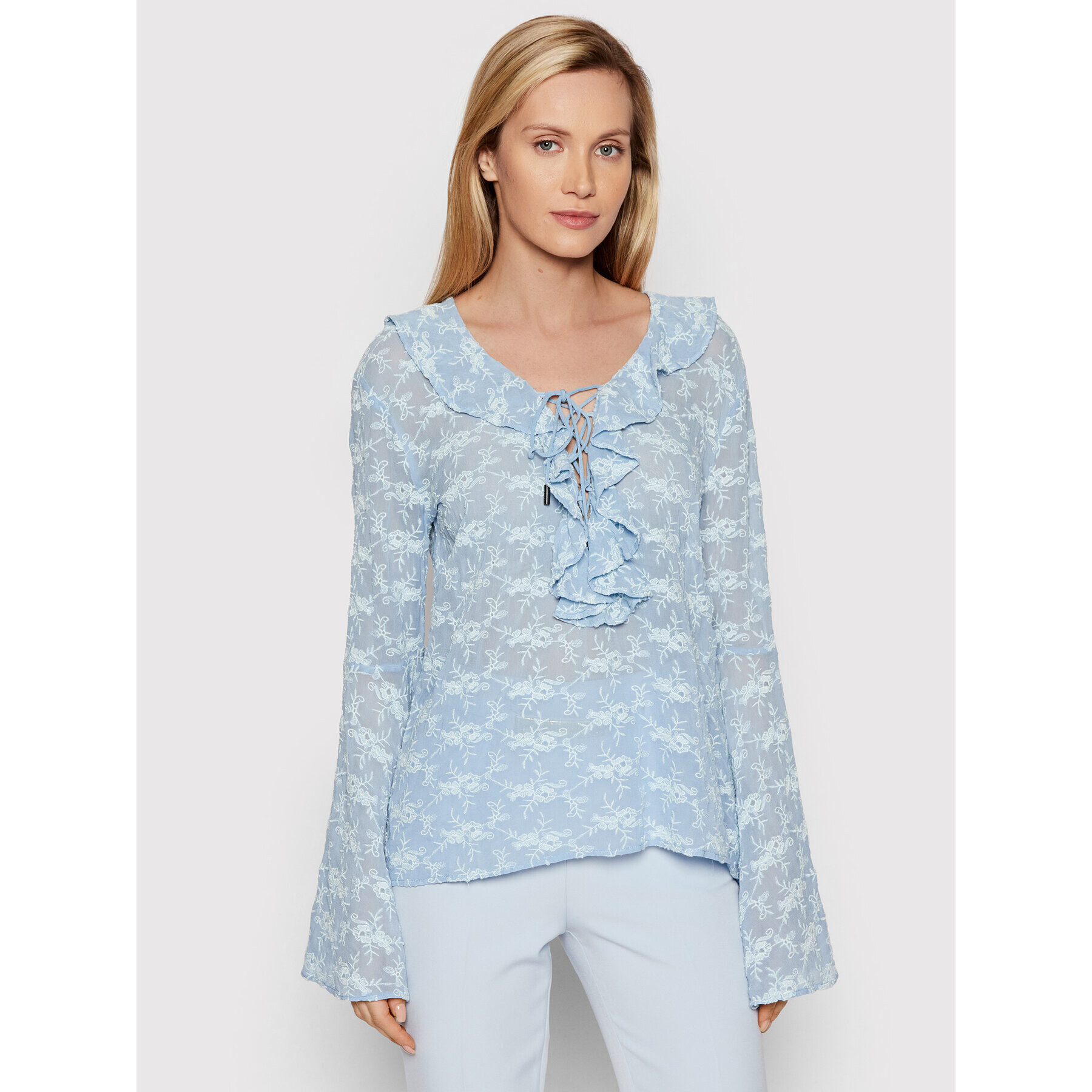 Guess Блуза Silvana W2GH71 WEKK0 Син Relaxed Fit - Pepit.bg