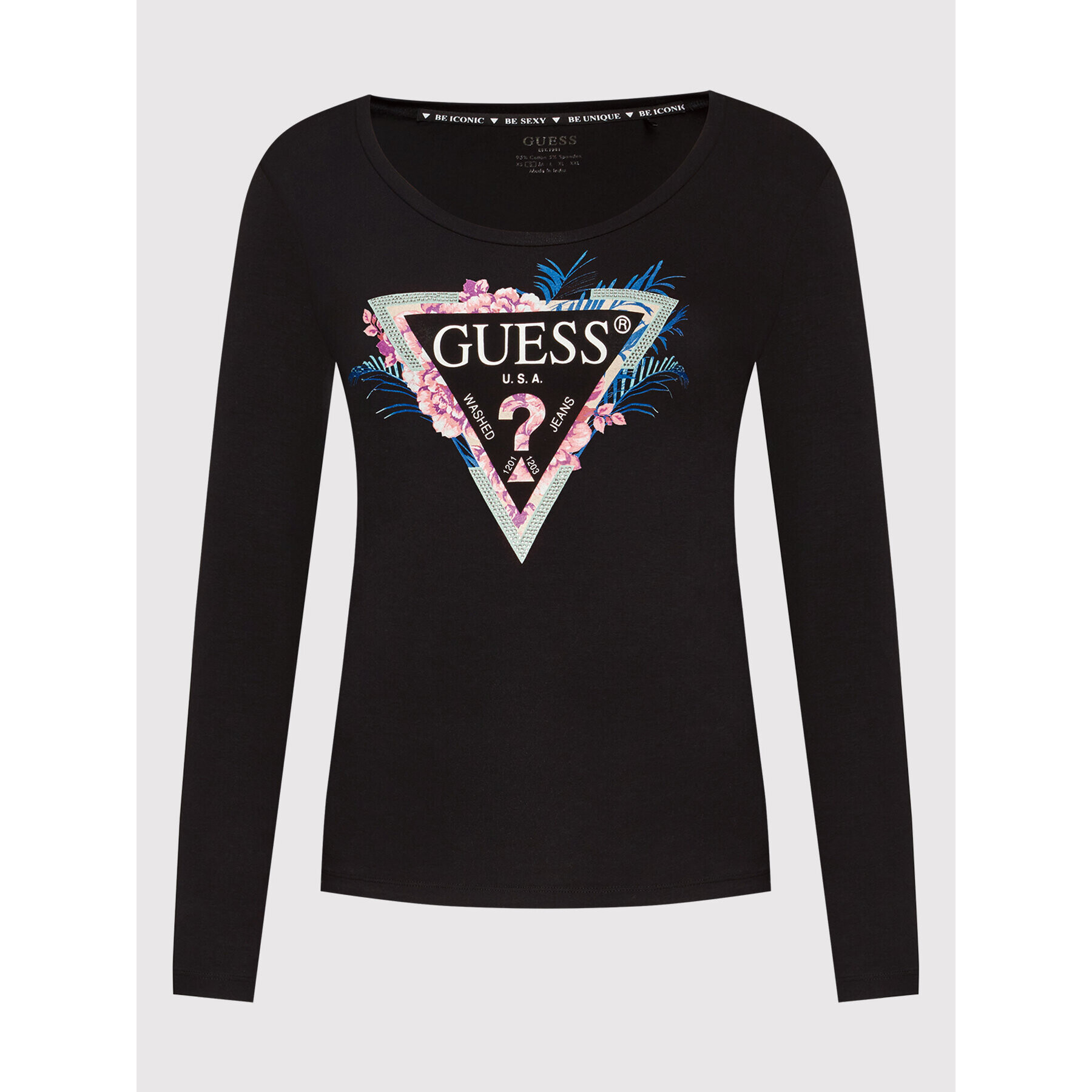 Guess Блуза W2GI07 J1311 Черен Slim Fit - Pepit.bg