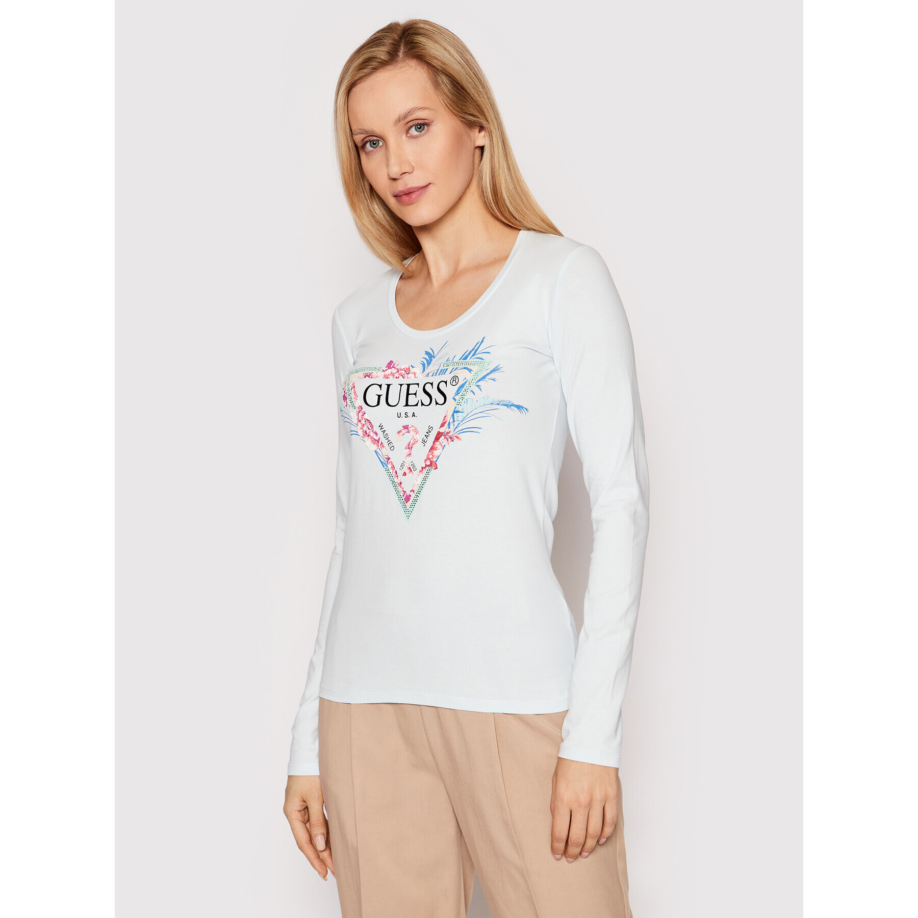 Guess Блуза W2GI07 J1311 Син Slim Fit - Pepit.bg